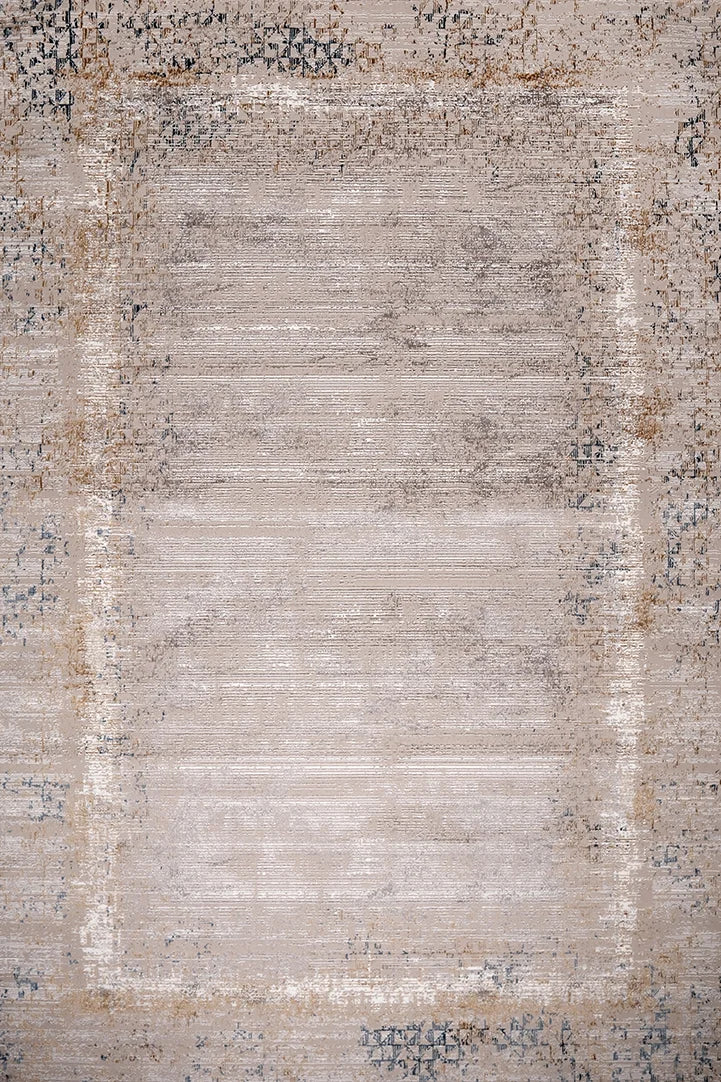 Sapphire Rustic Frame Taupe Striped Textured Rug