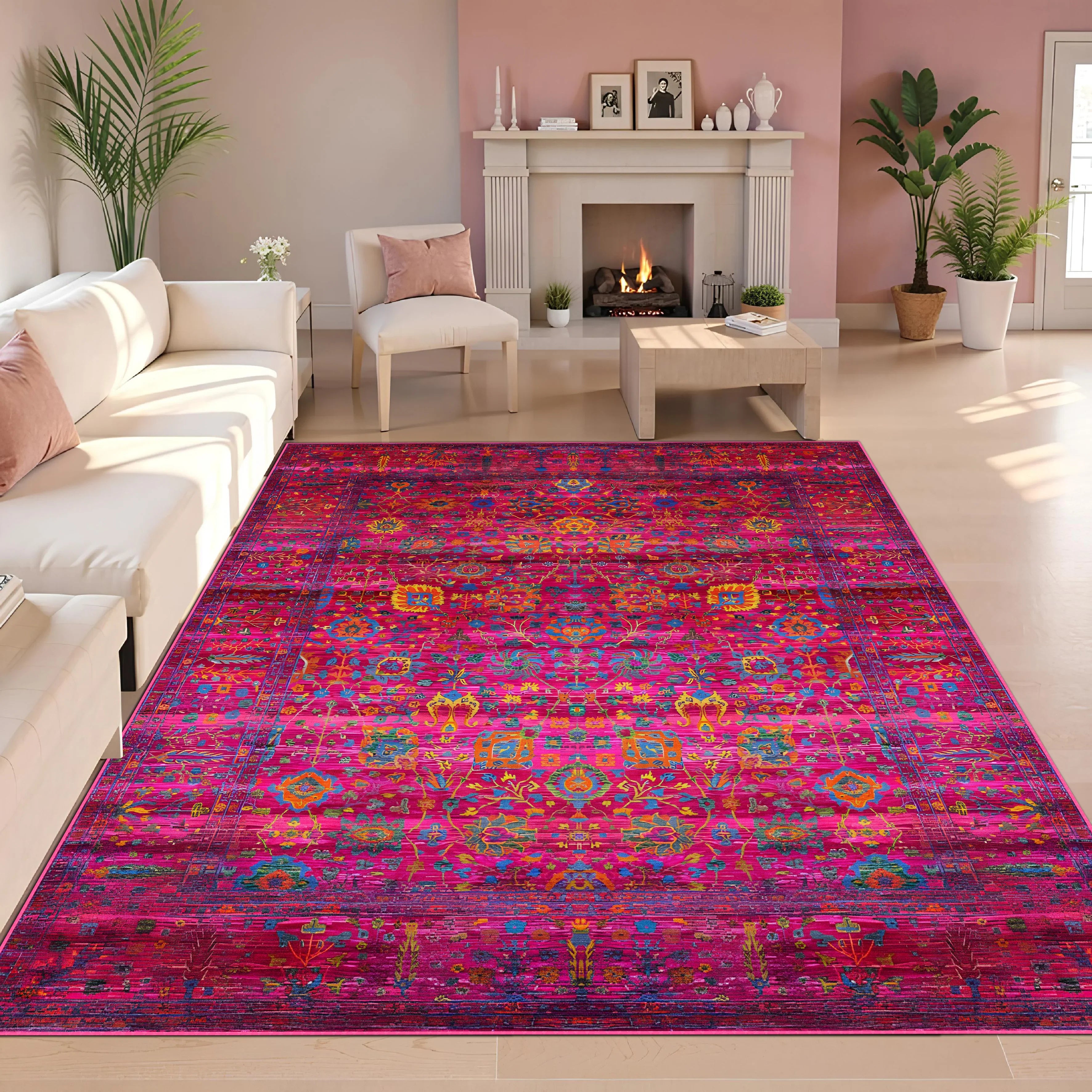 Fuchsia Wool Oriental Rug 150 x 250 cm (ID 8323388539020)