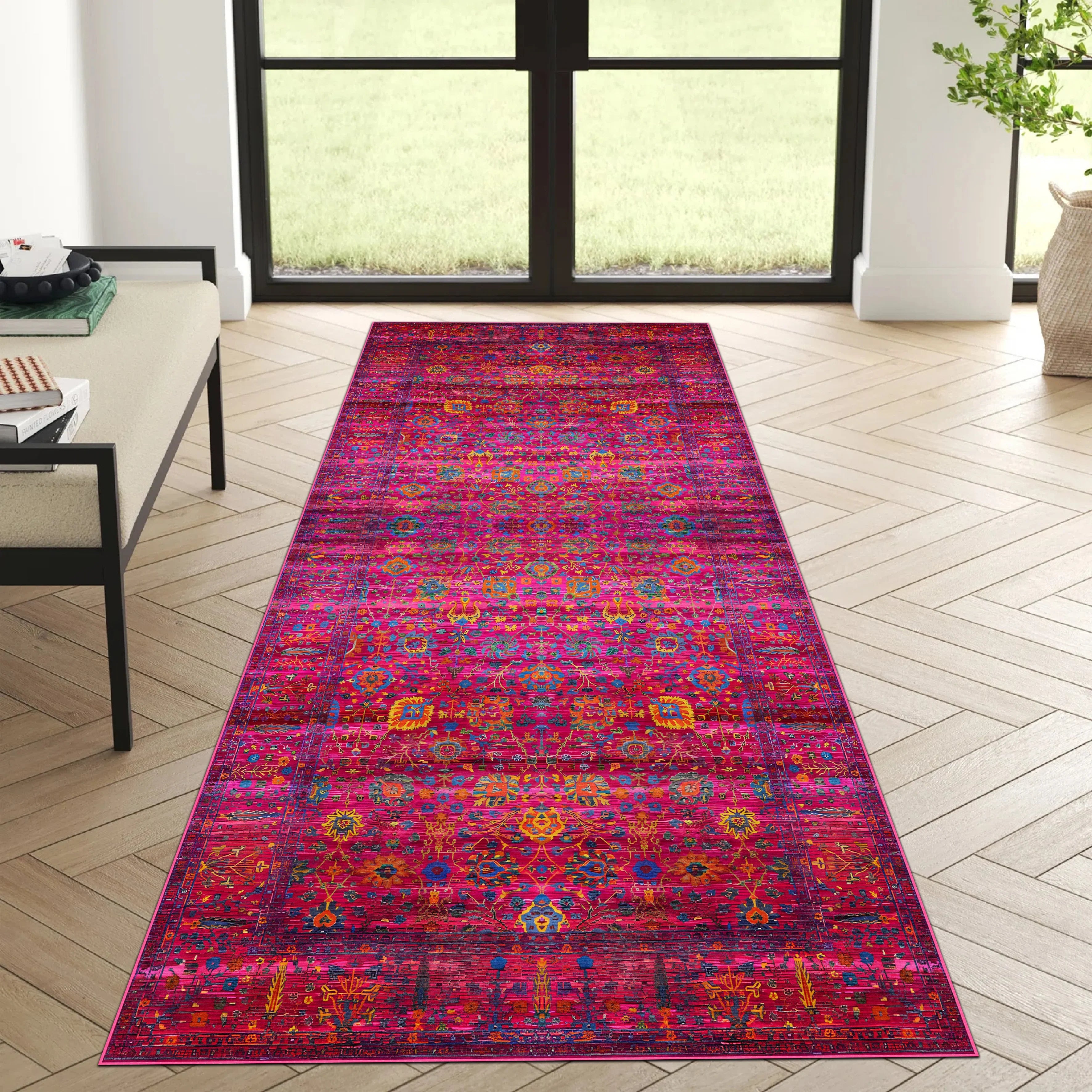 Fuchsia Wool Oriental Rug 150 x 250 cm (ID 8323388539020)