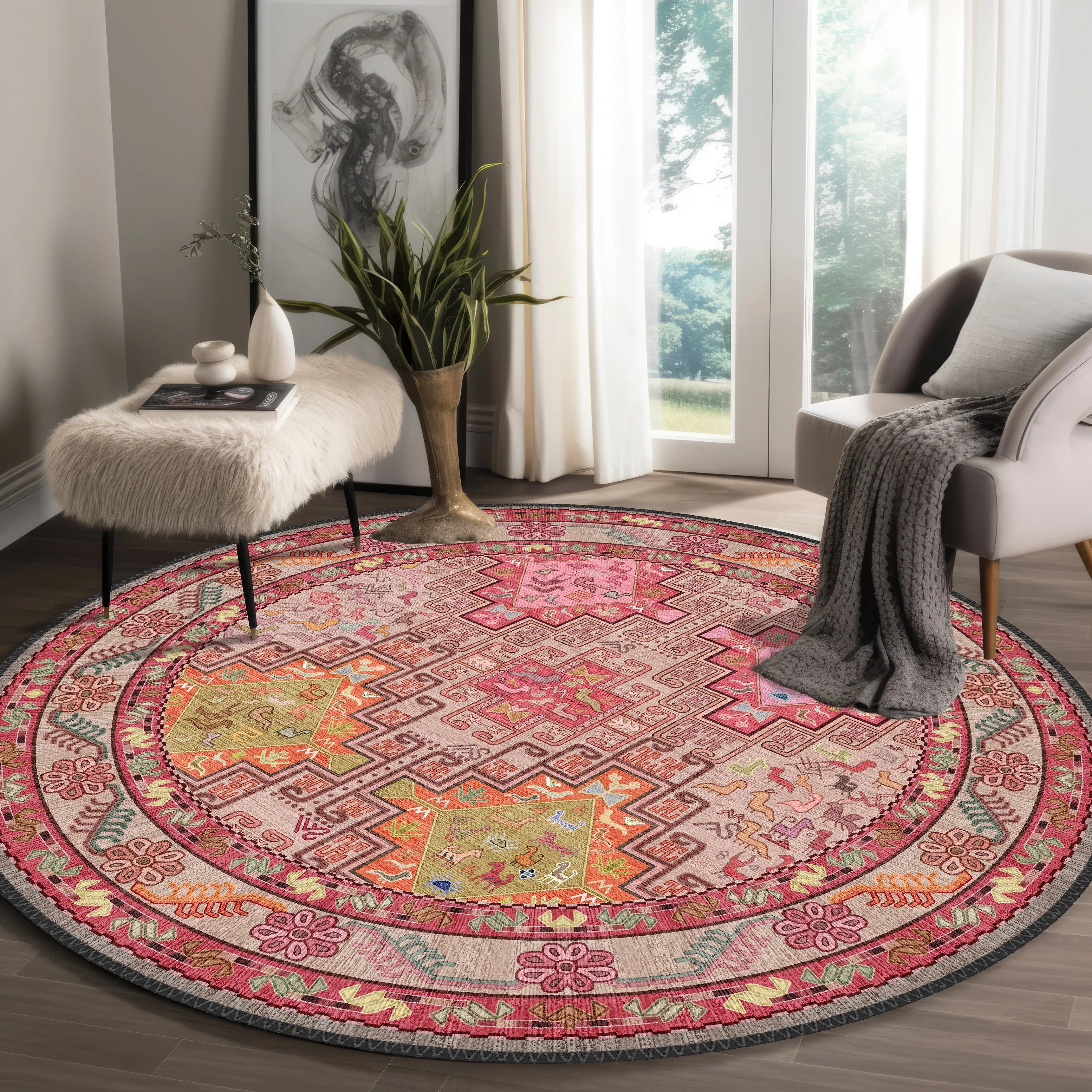Pink Tribal Rug - Aladdinrugs