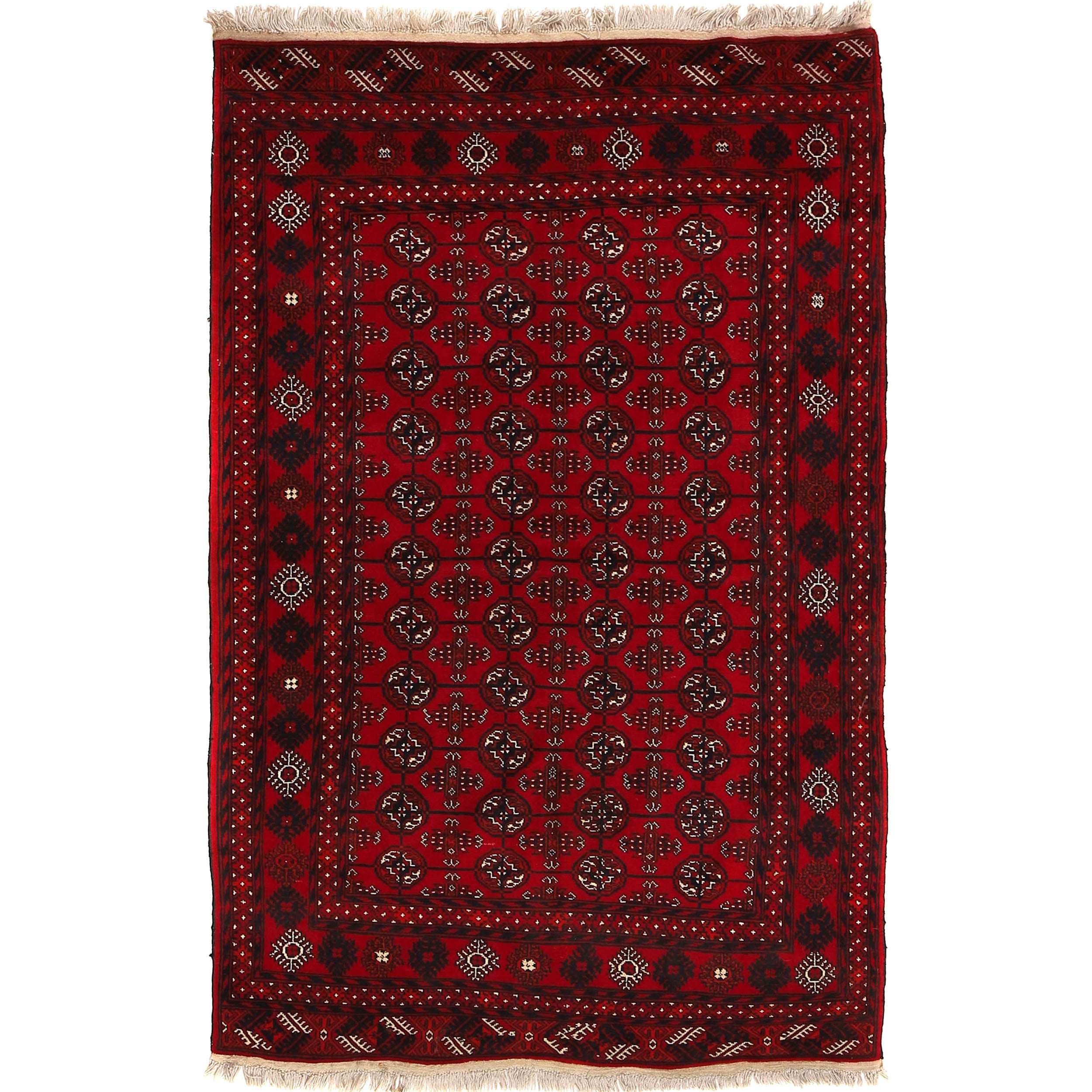 Handmade Wool Bokhara Area Rug Red 123x192cm (ID 9033)