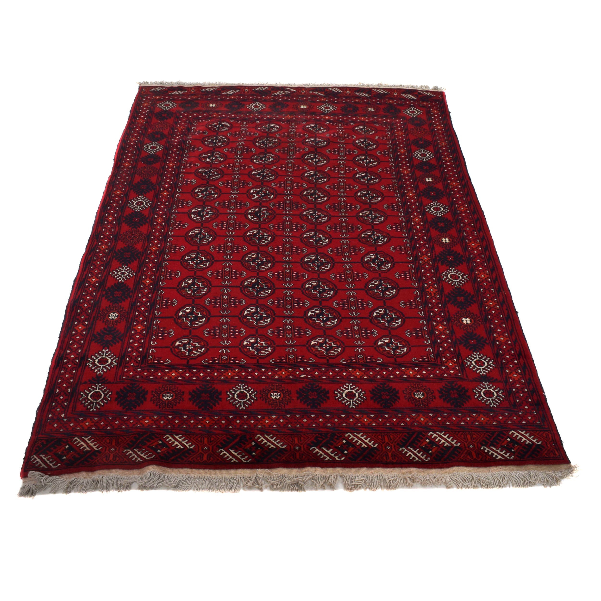 Handmade Wool Bokhara Area Rug Red 123x192cm (ID 9033)