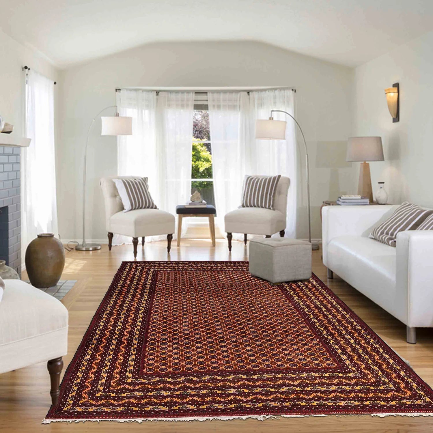 Orange Color Khoja Roshnai Carpet 192 x 291 (cm) - No. 9044