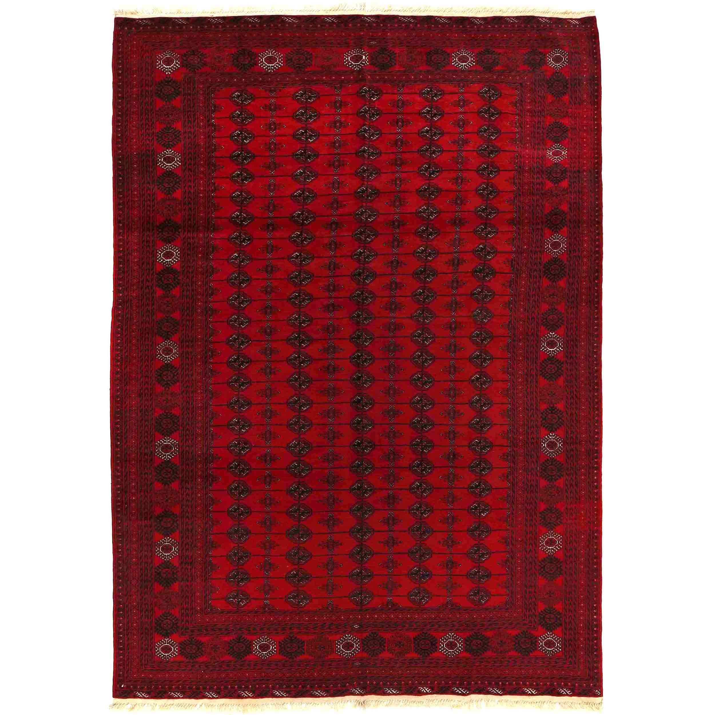 Handmade Bokhara Wool Area Rug Red 206x292cm (ID 9051)
