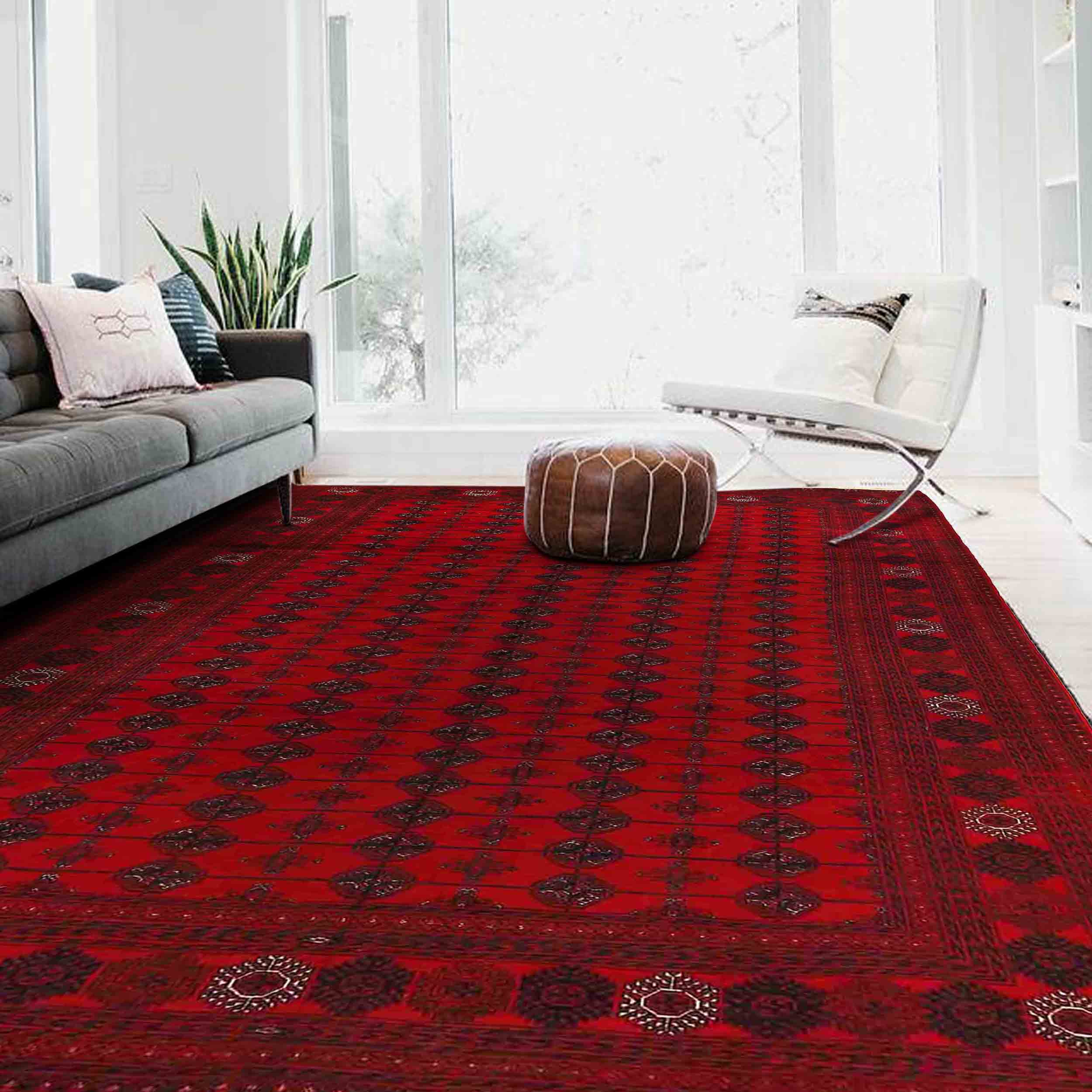 Handmade Bokhara Wool Area Rug Red 206x292cm (ID 9051)
