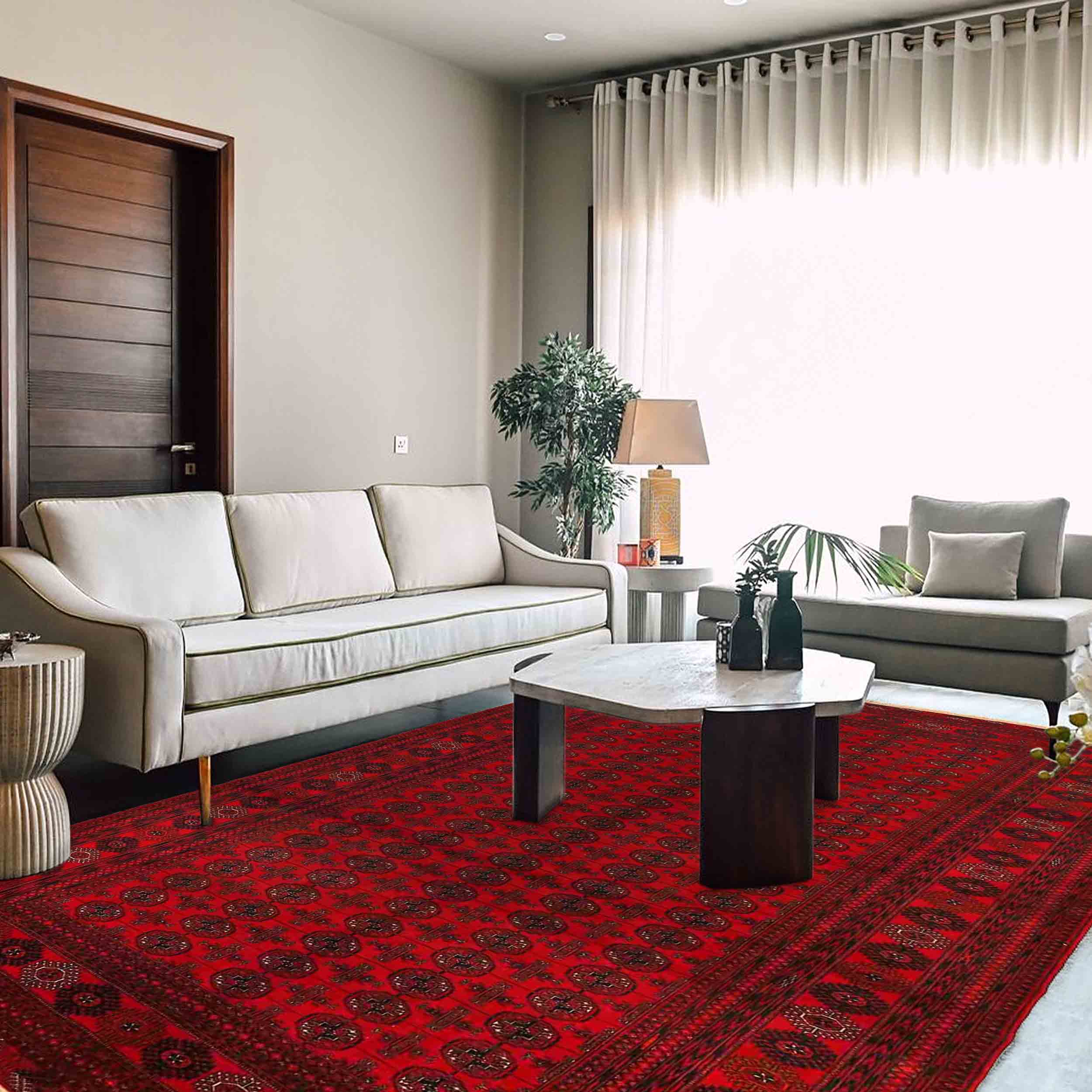 Handmade Wool Oriental Bokhara Area Rug 84x113in (ID 9223)