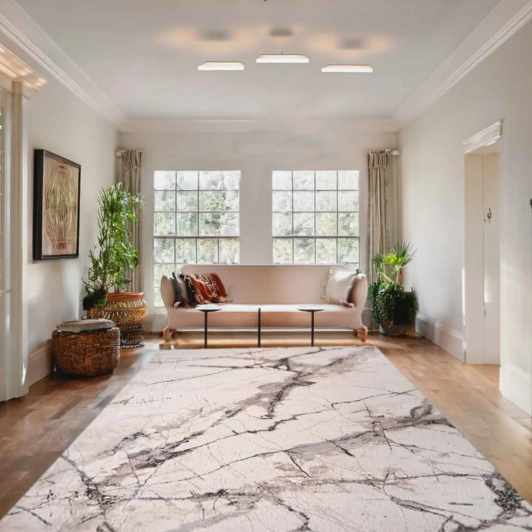 Lorenz Porcelain Marble Effect White Rug