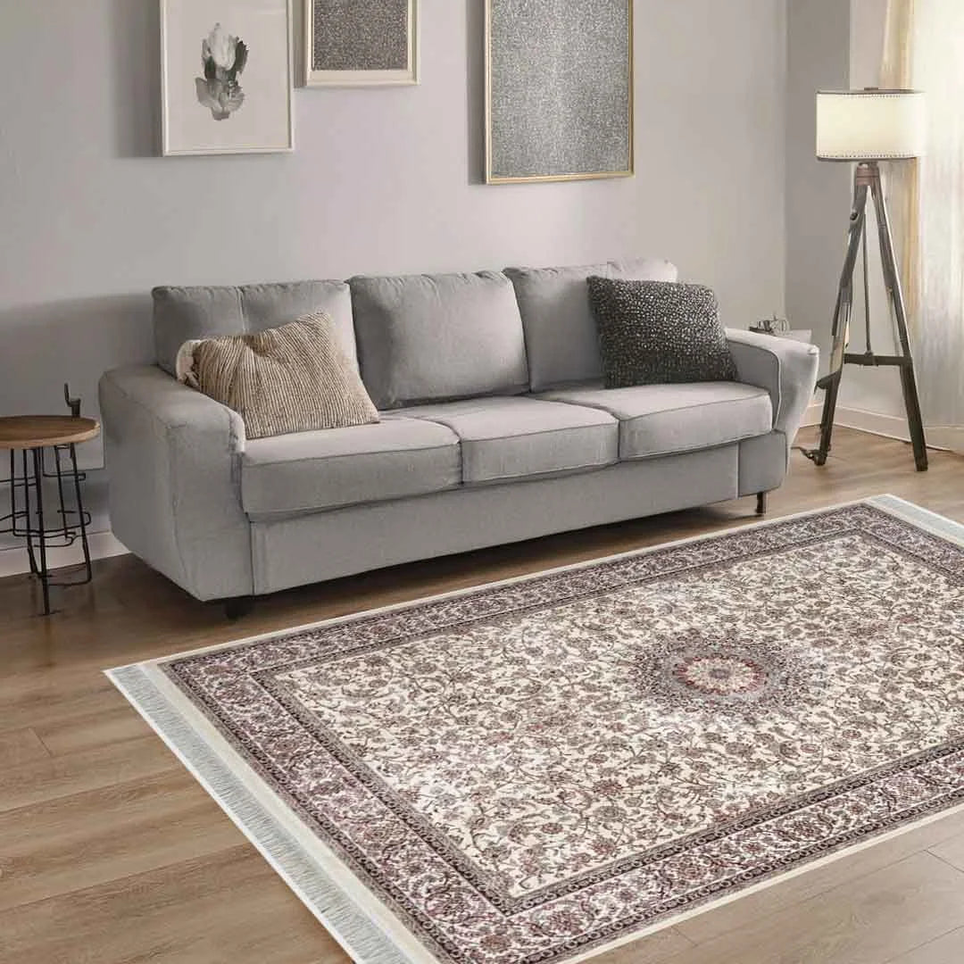 Minyatur Classic Floral Medallion Beige Rug