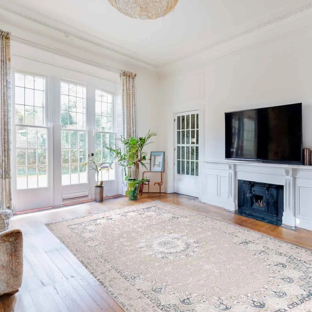 Sapphire Azure Halo Blue Grey Medallion Rug