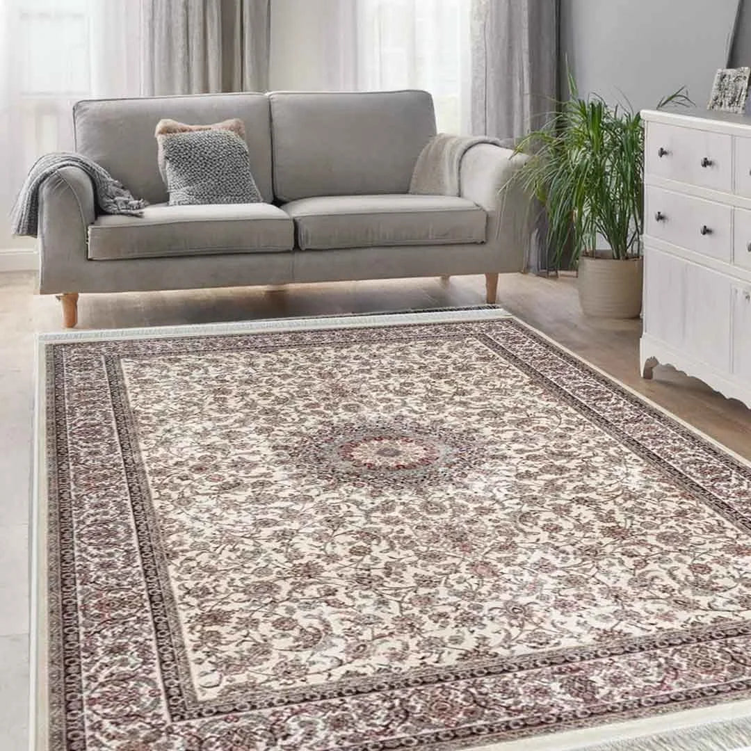 Minyatur Classic Floral Medallion Beige Rug