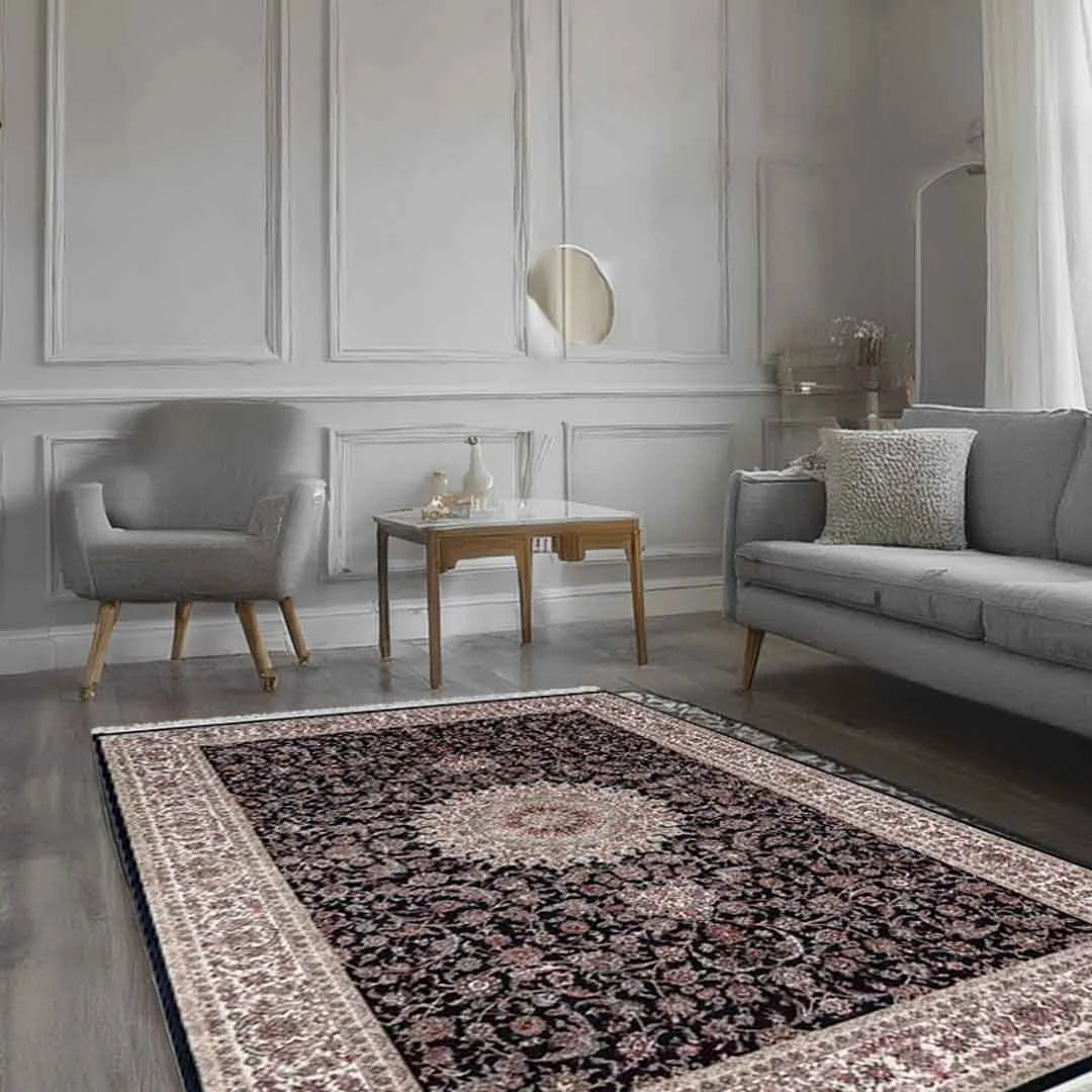 Minyatur Noir Floral Medallion Rug