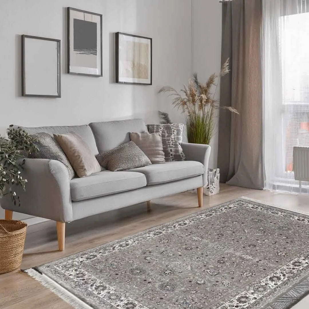 Minyatur Persian Garden Pattern Grey Ivory Rug