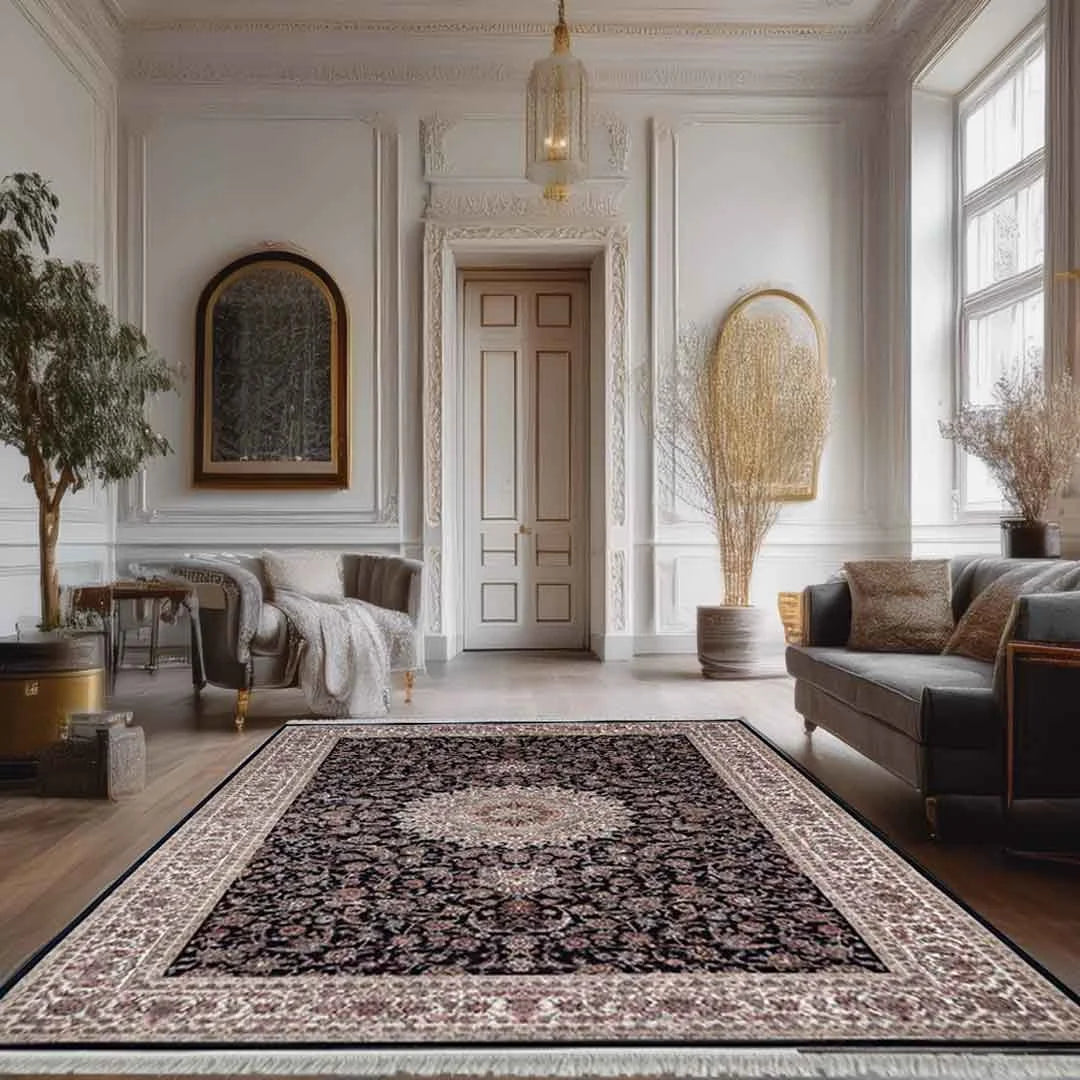 Minyatur Noir Floral Medallion Rug