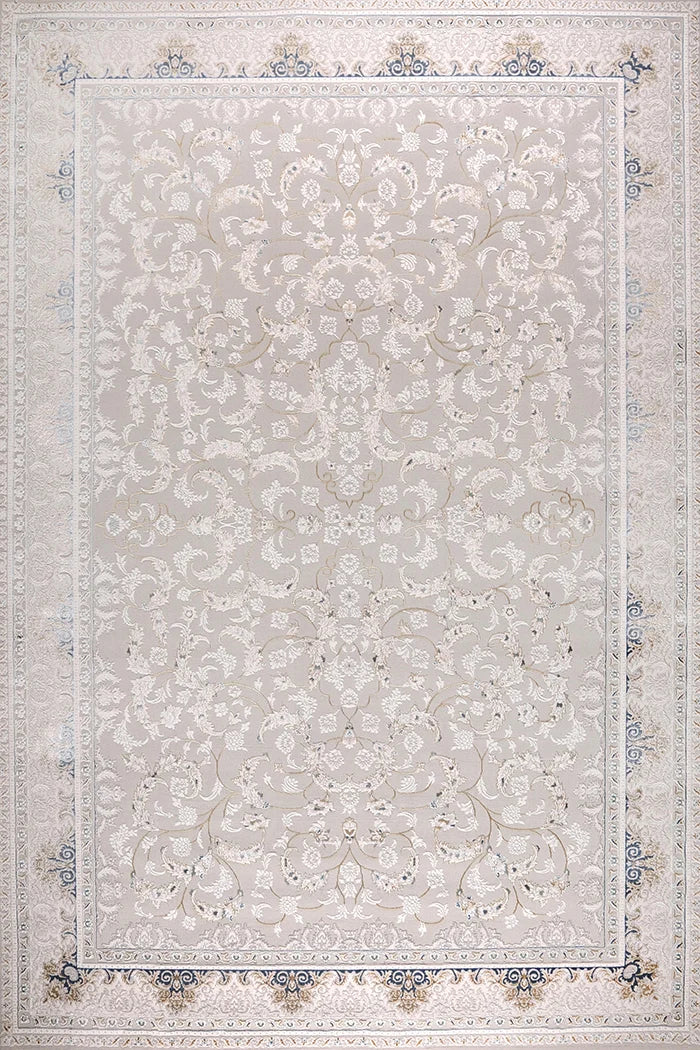 Sapphire Misty Damask Grey Blue Elegant Rug