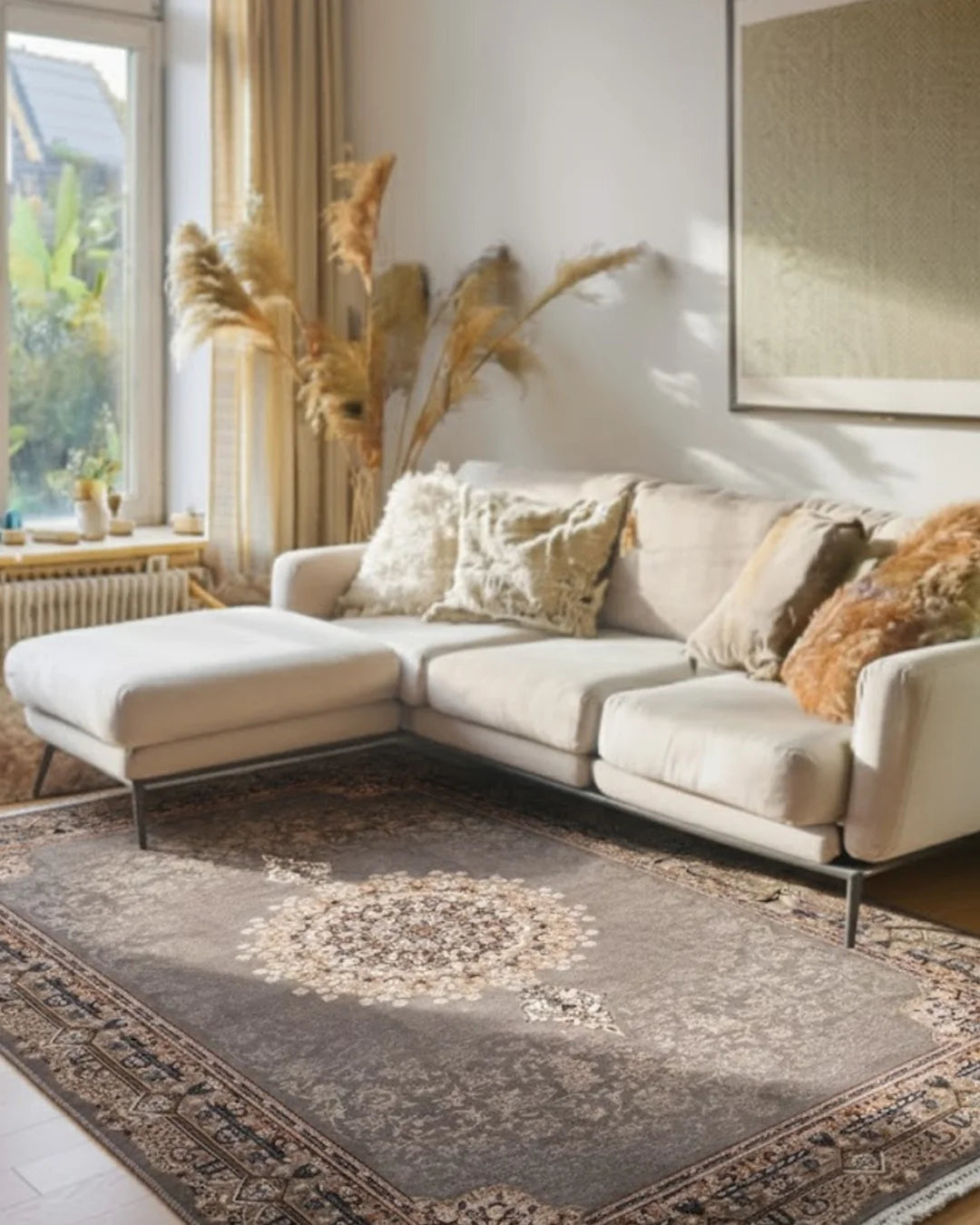 SAPPHIRE Grey Floral Medallion Rug 8418D E3377