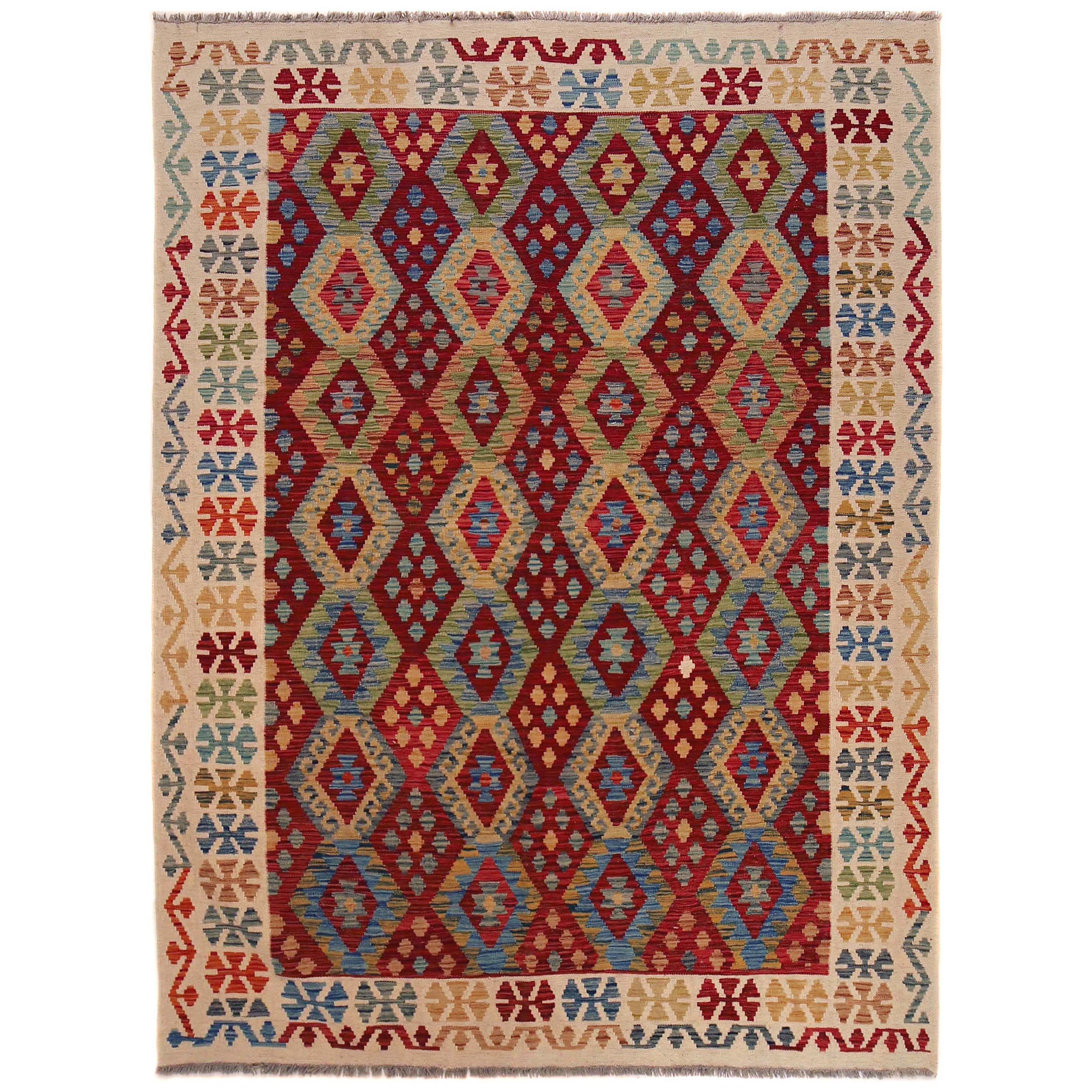 Handmade Vegetable Kilim 5' 11" x 7' 11" (ft) - No. B35922