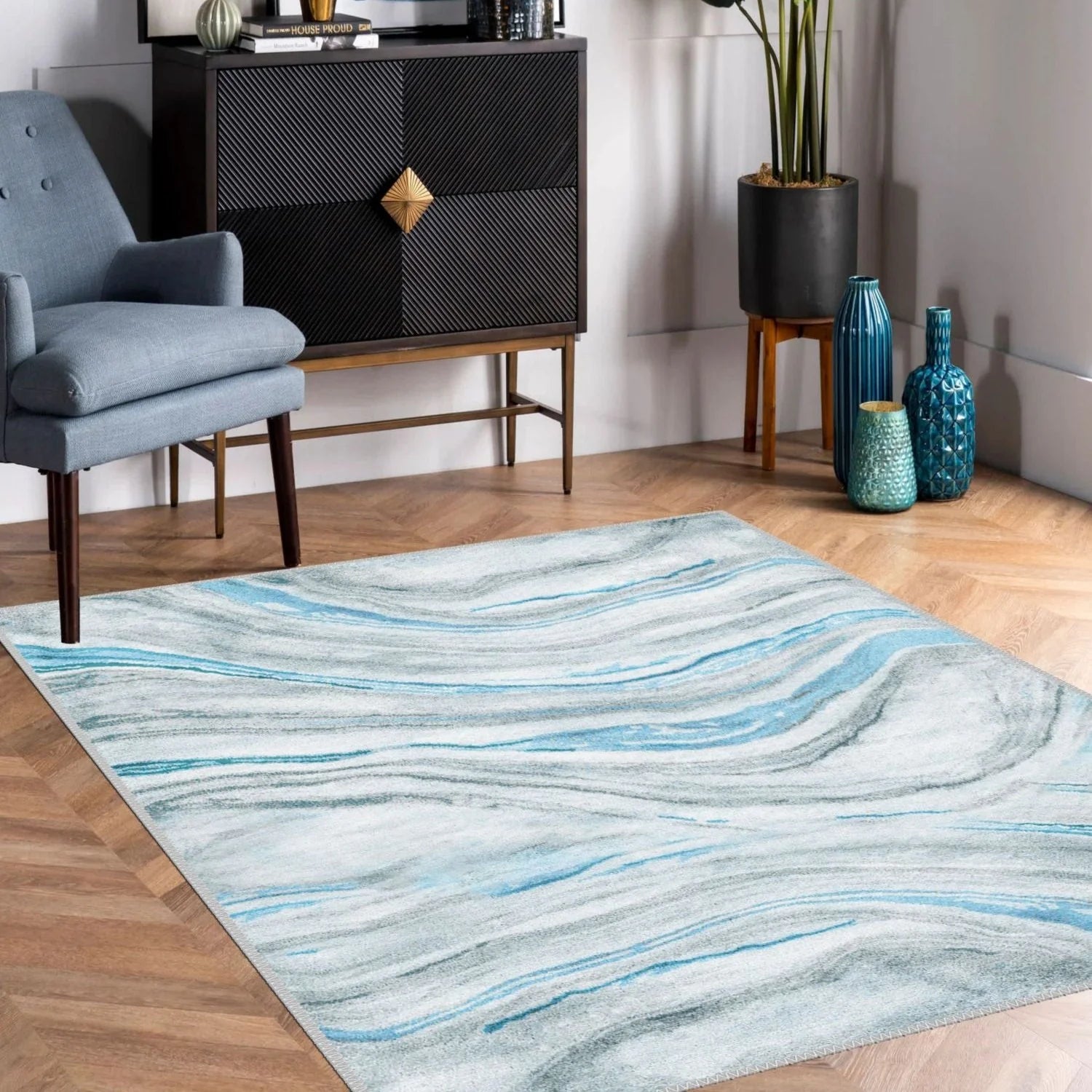 Blue Marble Rug - Aladdinrugs