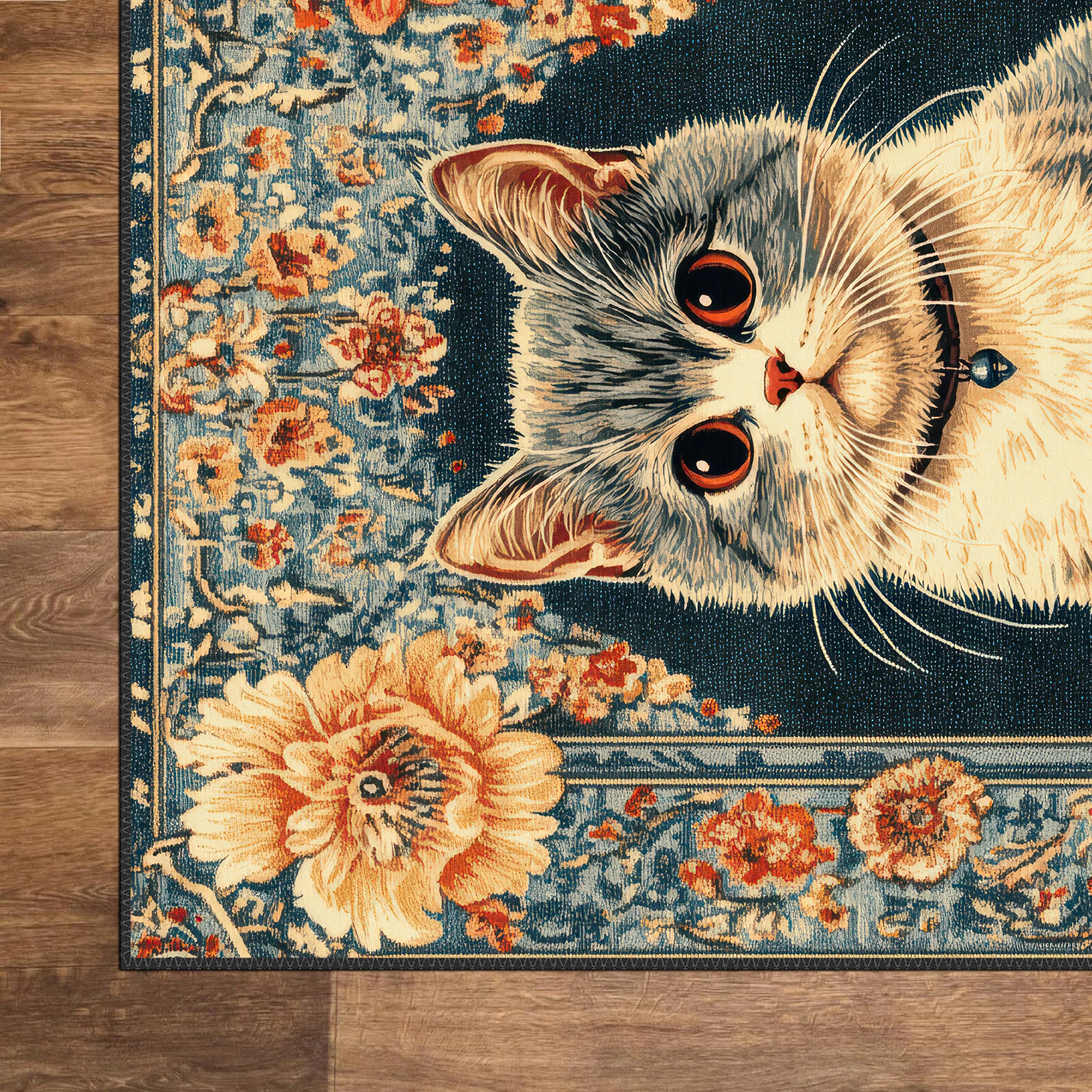 Floral Cat Rug - Aladdinrugs