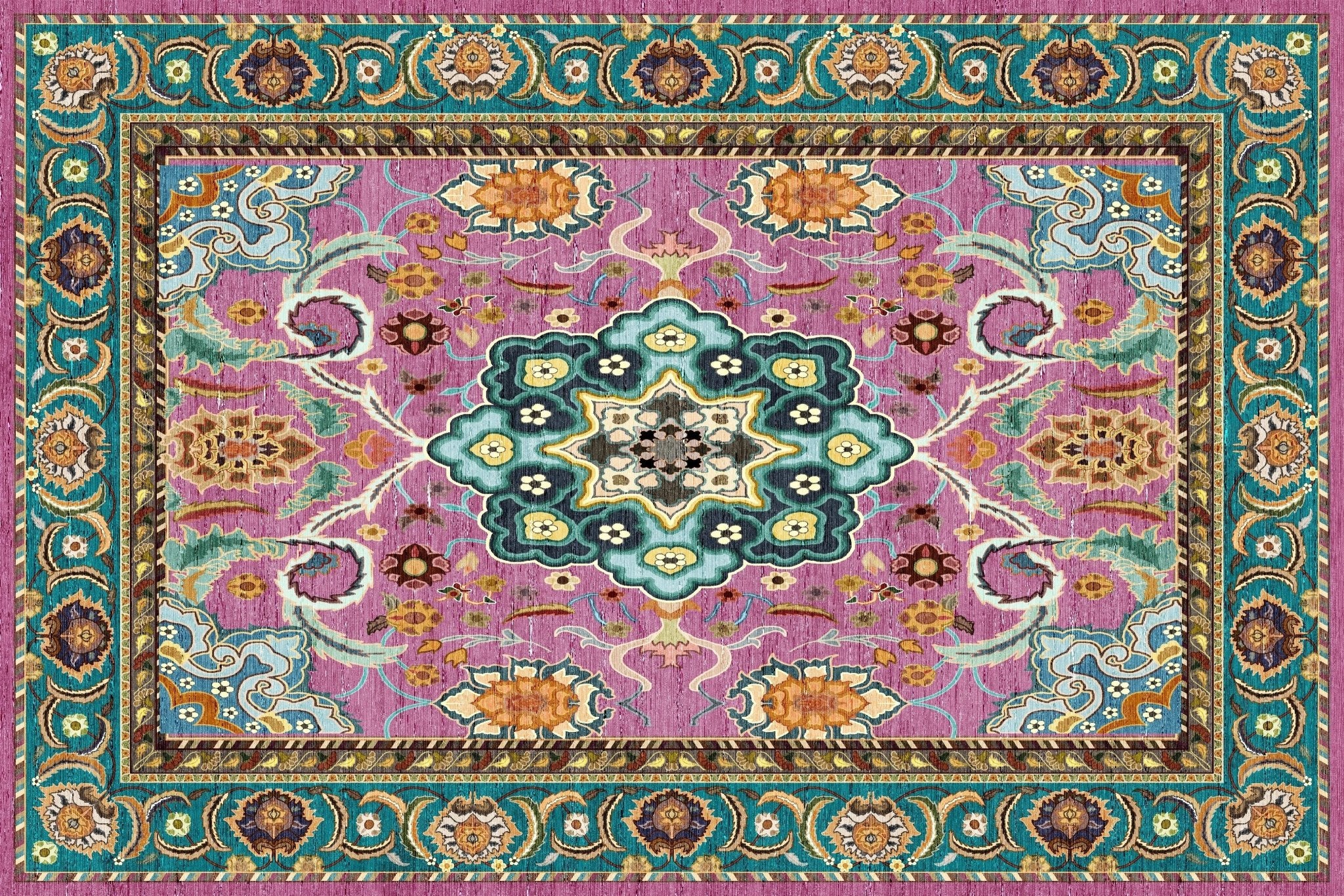 Pink and Turquoise Rug - Aladdinrugs