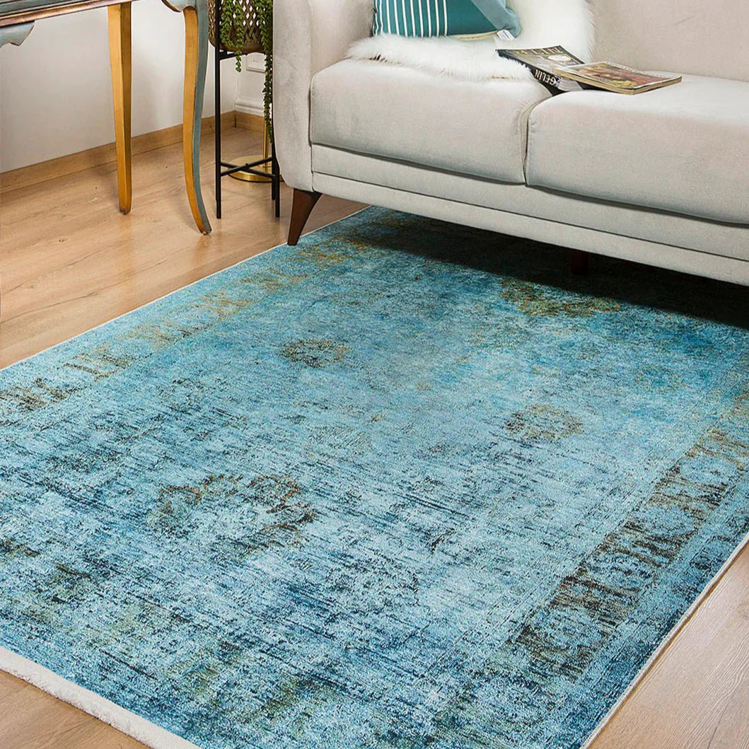 Turquoise Washable Rug - Aladdinrugs