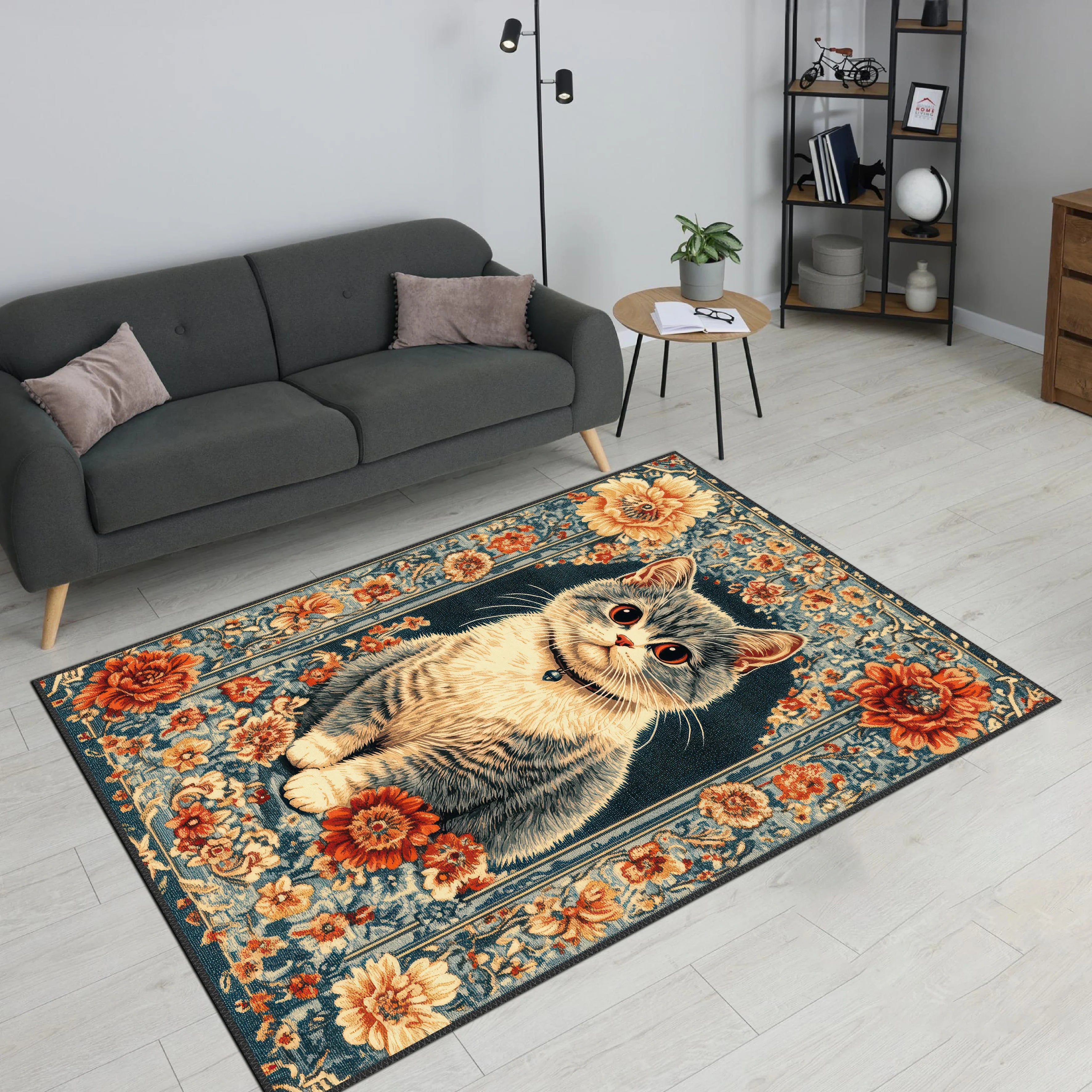 Floral Cat Rug - Aladdinrugs