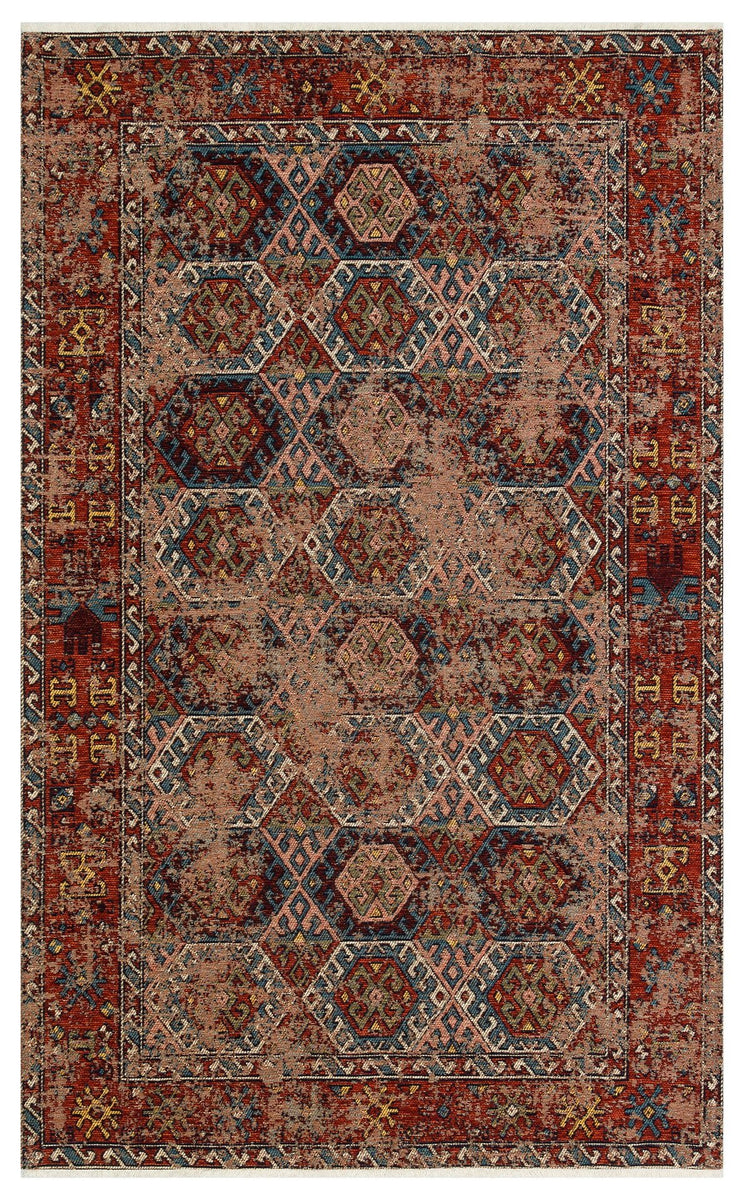 Copper Lattice Persian Rug Premium Quality Geometric Area Rug for Home