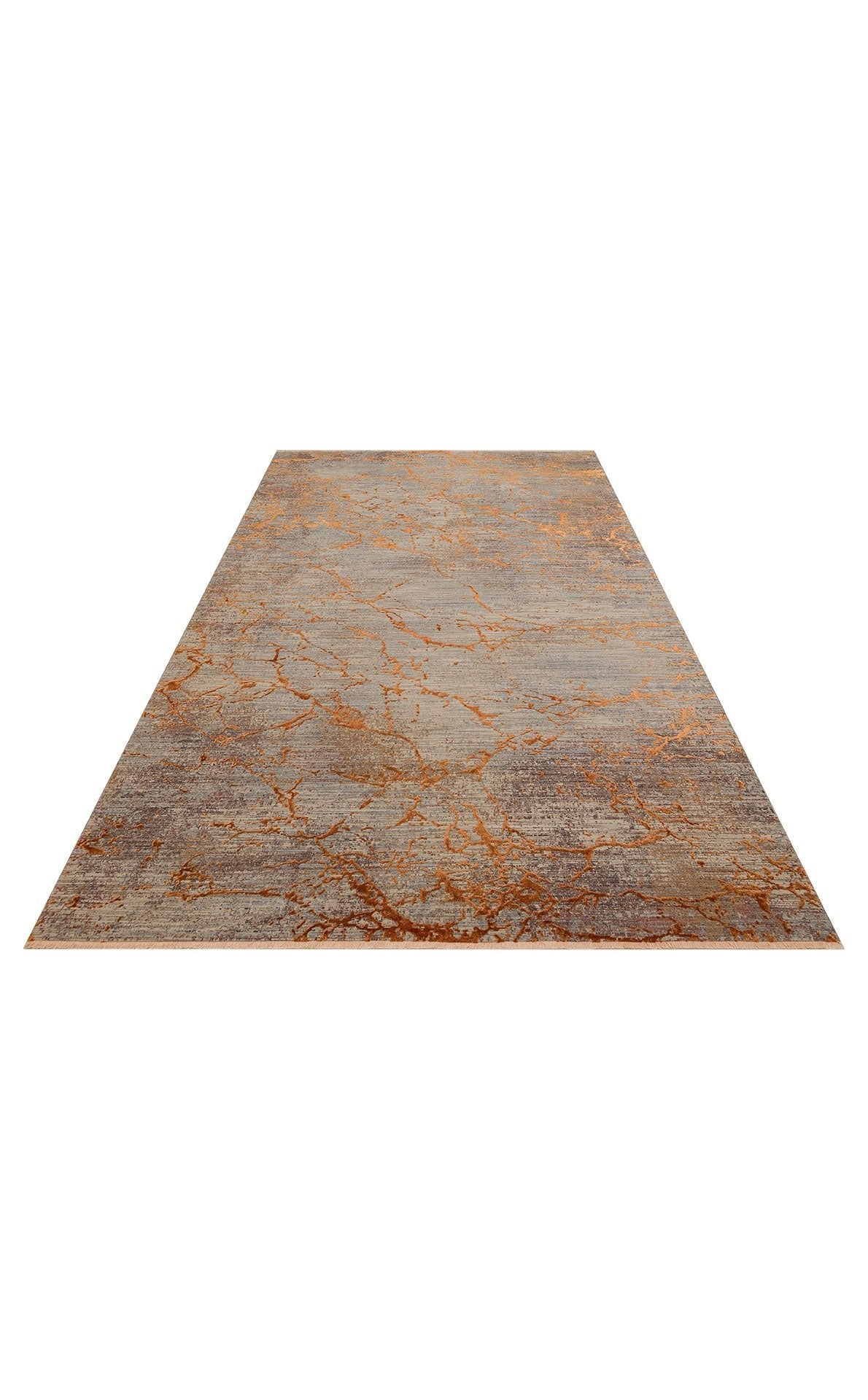 Modern Abstract Rug Grey and Copper | Copper Vein Horizon Rug
