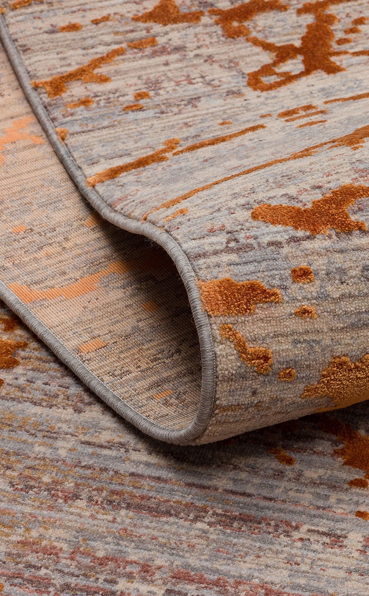 Modern Abstract Rug Grey and Copper | Copper Vein Horizon Rug