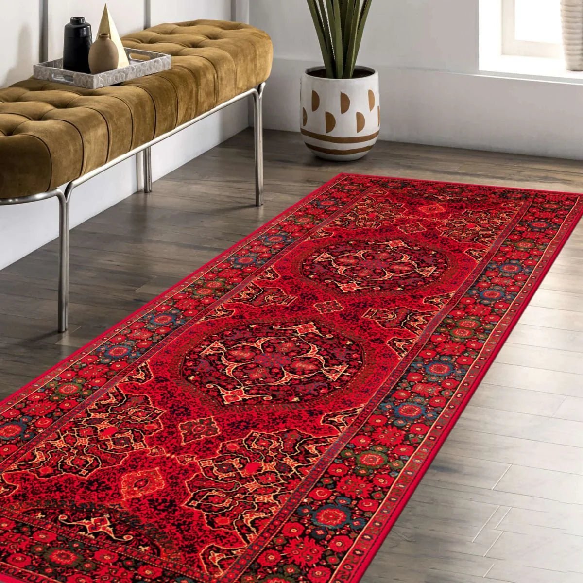 Deep Red Runner - Aladdinrugs