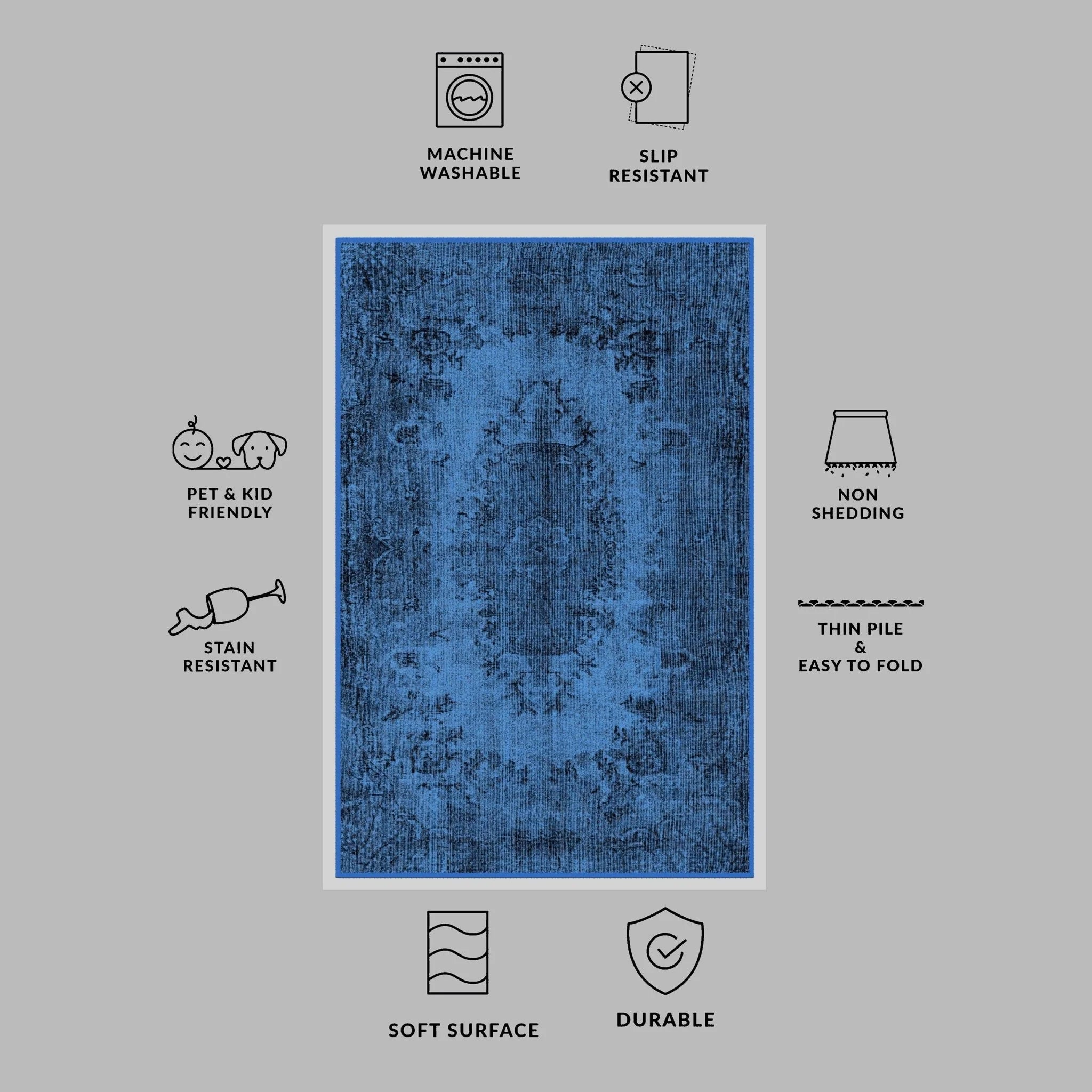 Deep Blue Rug - Aladdinrugs