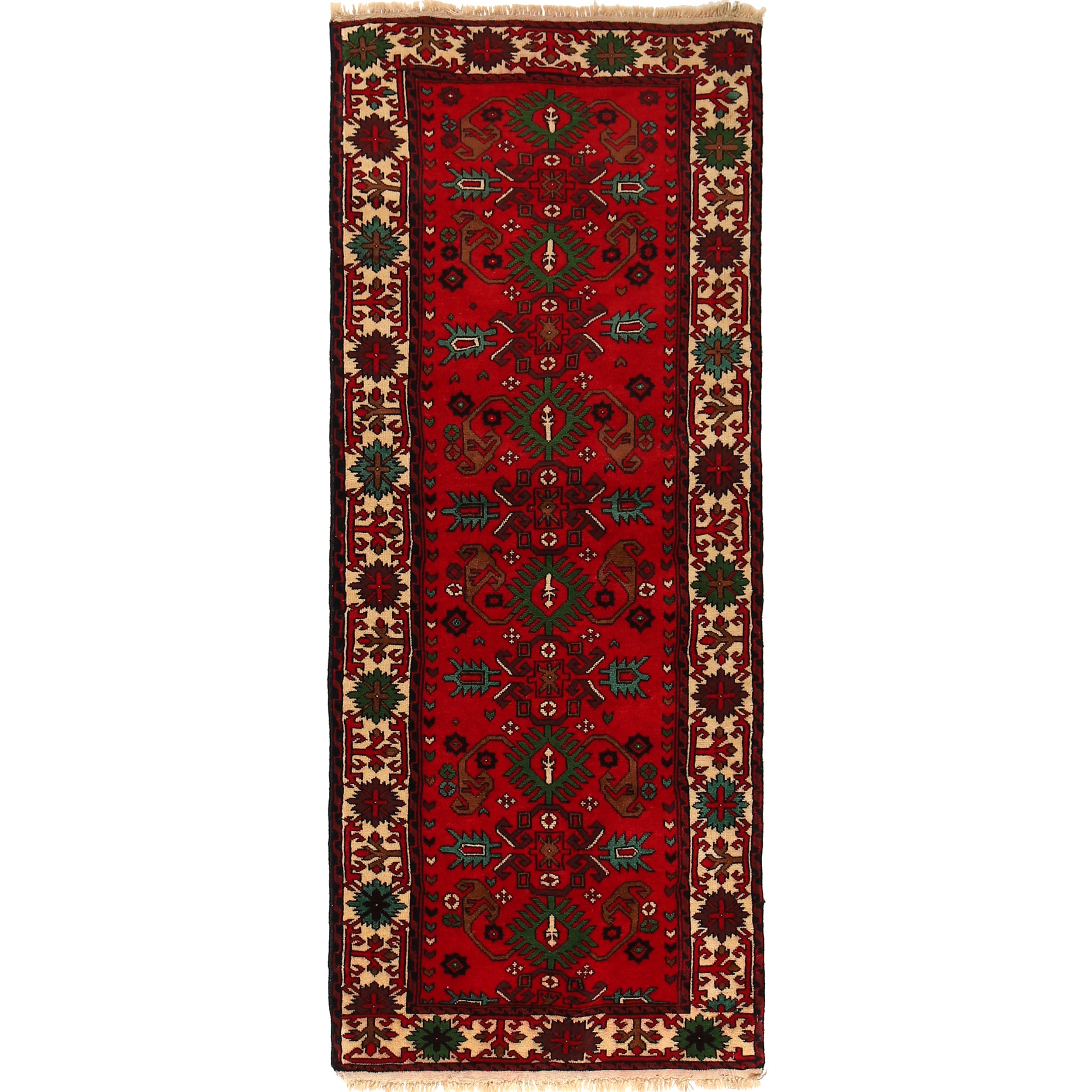 Handmade Wool Bokhara Runner Rug Red 71x172cm (ID G22934)