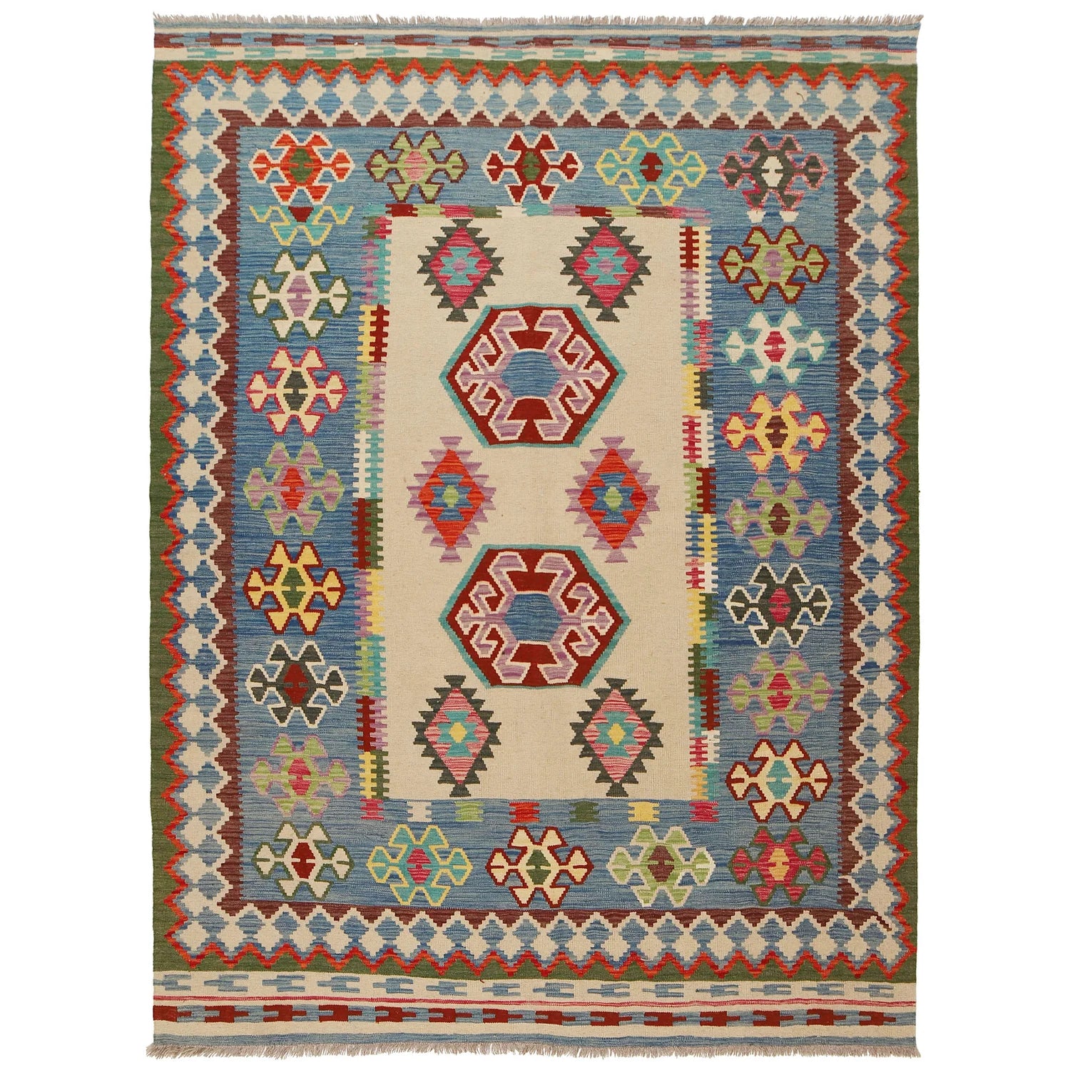 Handmade Natural Wool Kilim Rug 180 × 240 cm – No. G31562
