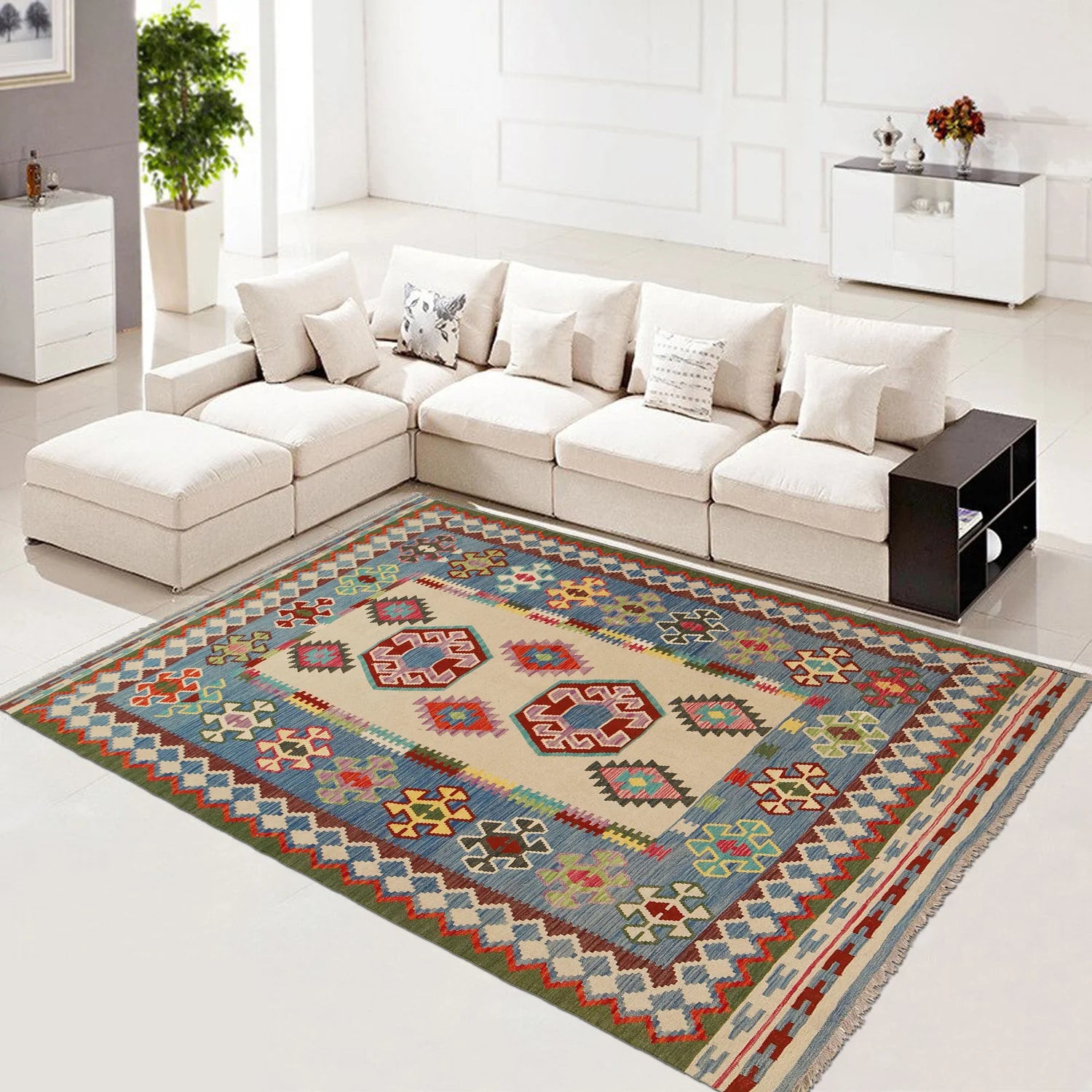 Handmade Natural Wool Kilim Rug 180 × 240 cm – No. G31562
