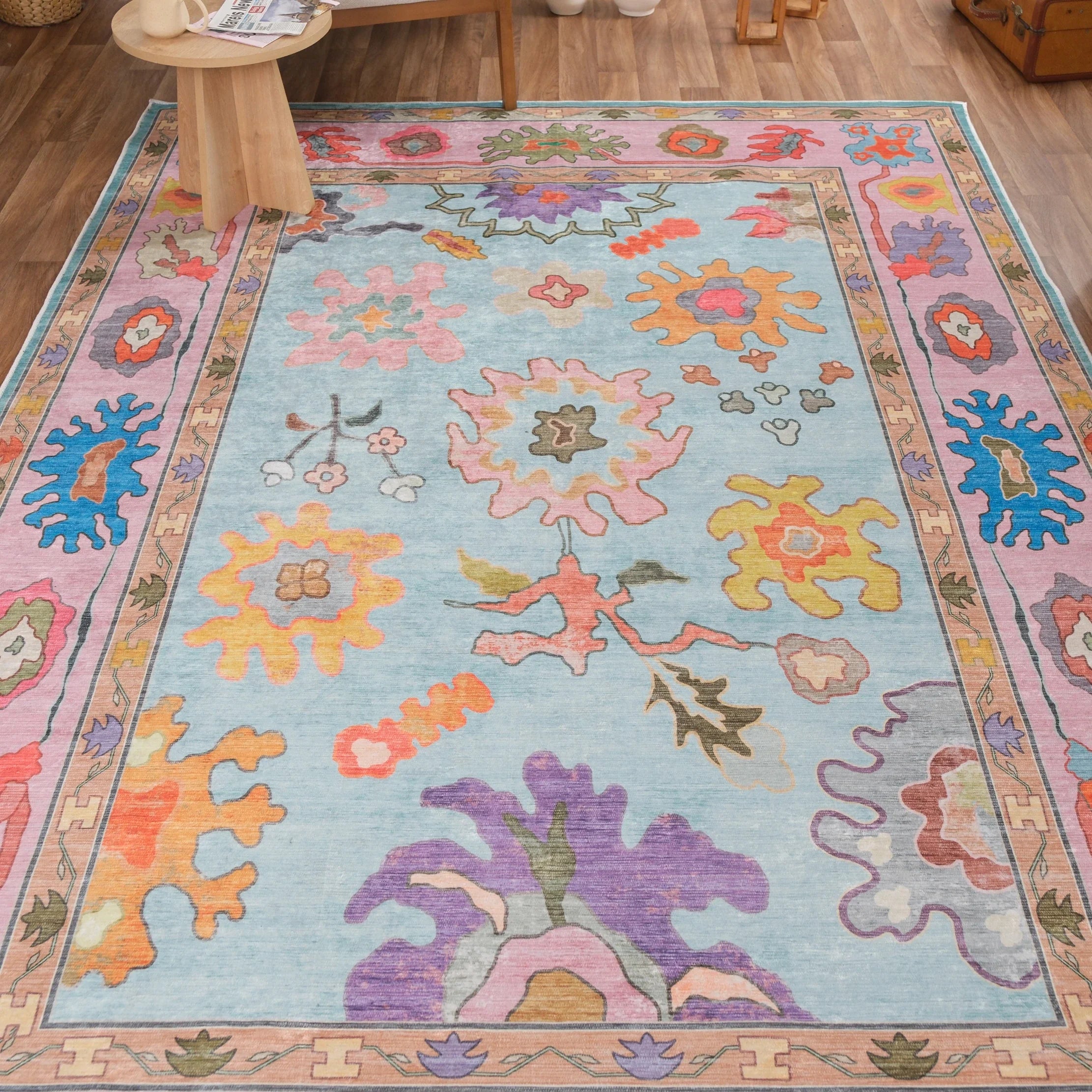 Floral Pink Rug - Aladdinrugs