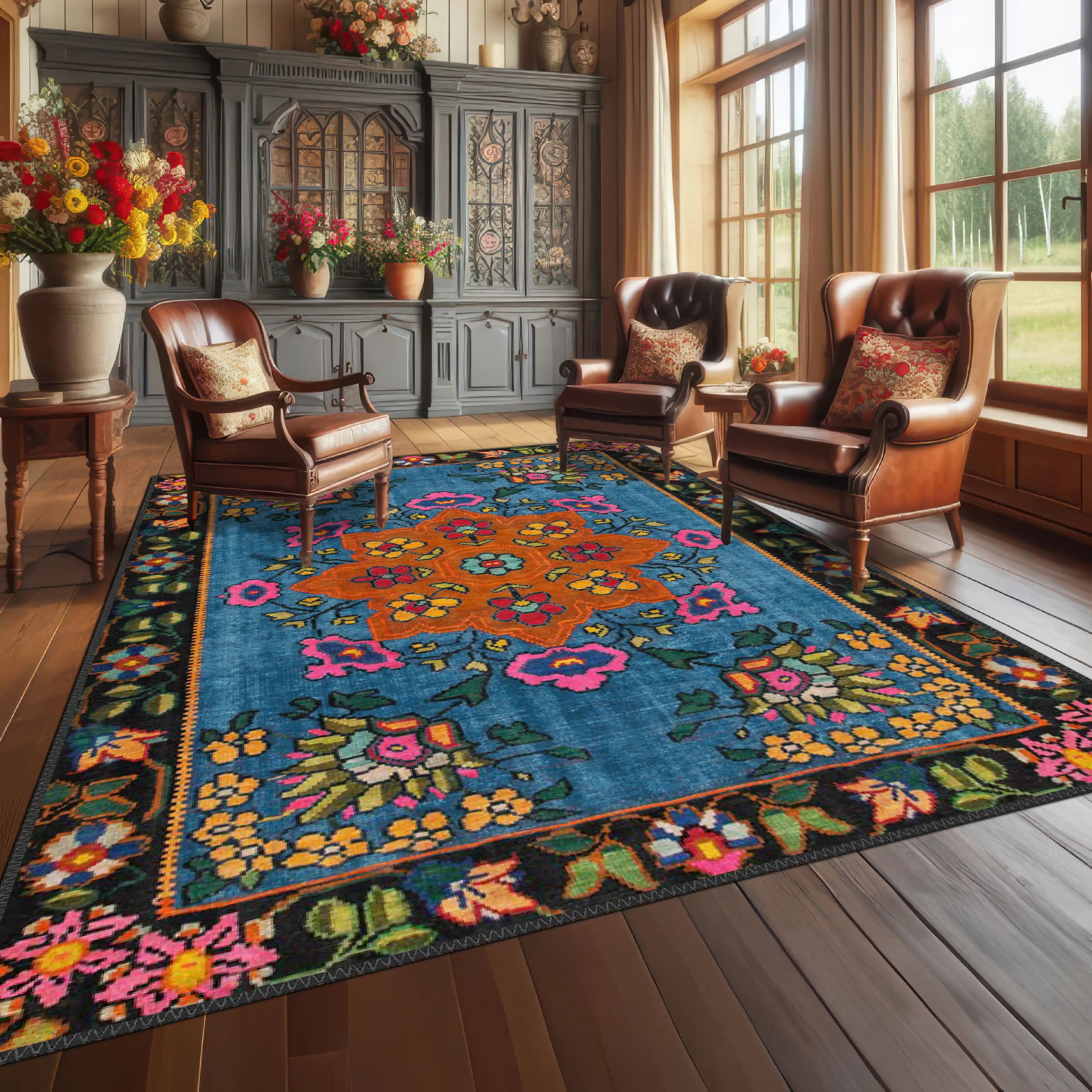 Blue Karabagh Rug - Aladdinrugs
