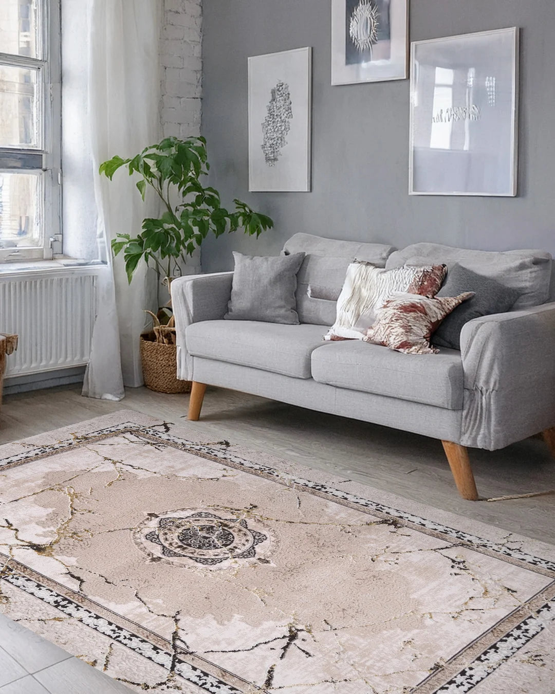 Ruby Marble Vein Medallion Rug