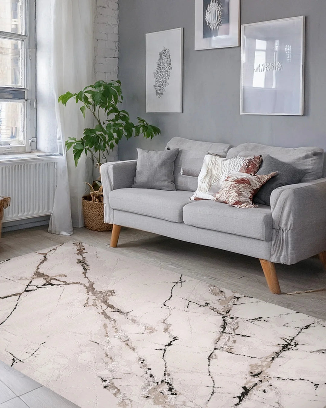 Ruby White Marble Vein Rug