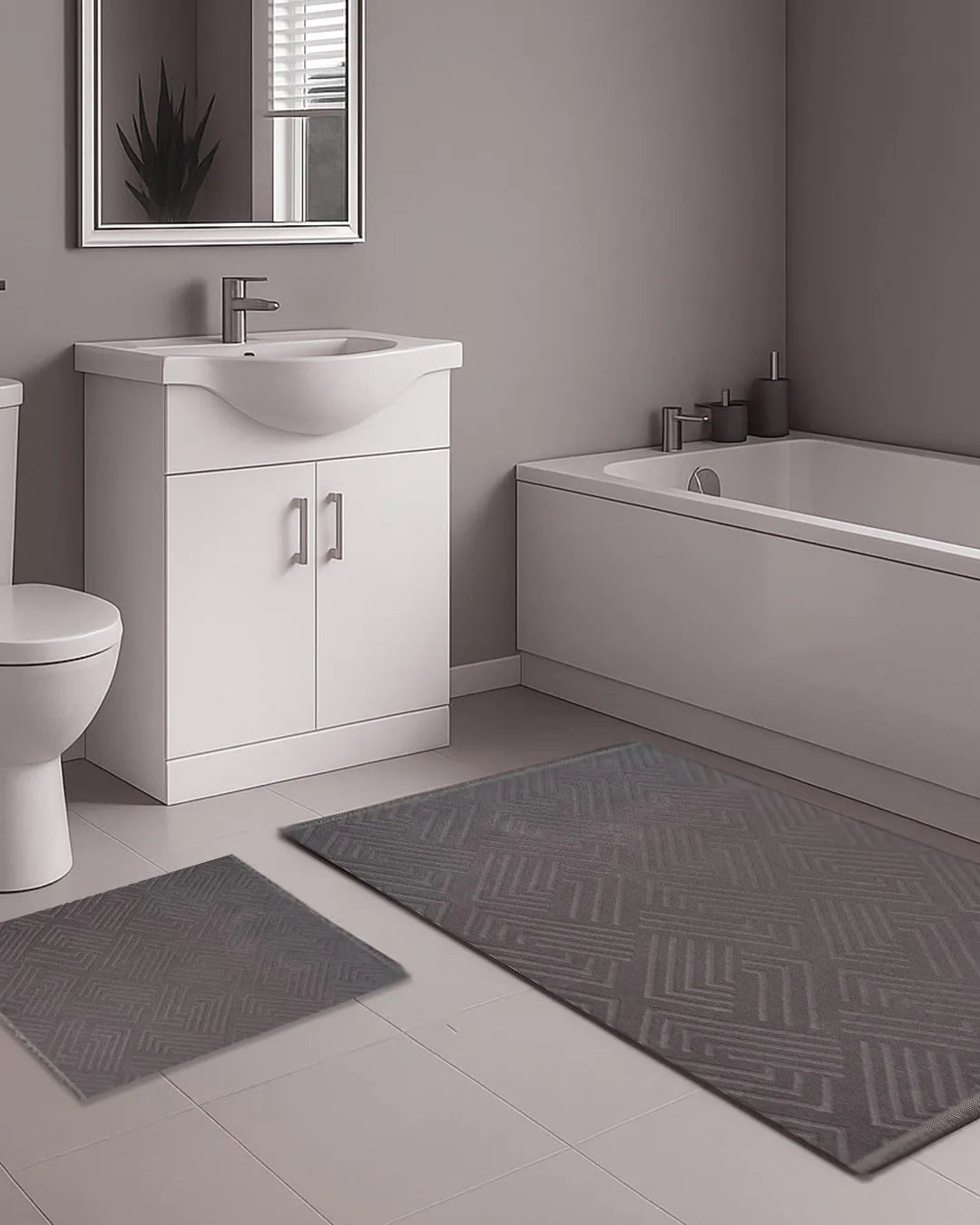 Modern Geometric, Soft & Non-Slip - OPPO Washable Rug 1010 Grey