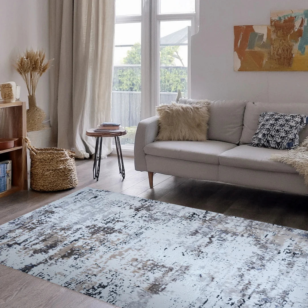 Lorenz Cream Grey Abstract Modern Rug