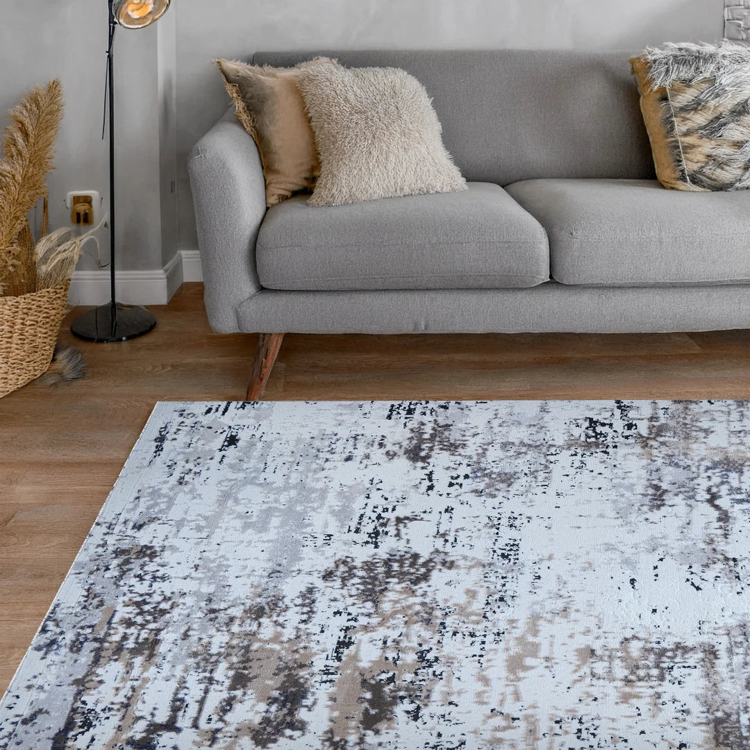 Lorenz Cream Grey Abstract Modern Rug