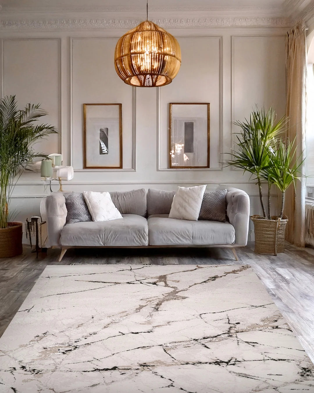 Ruby White Marble Vein Rug