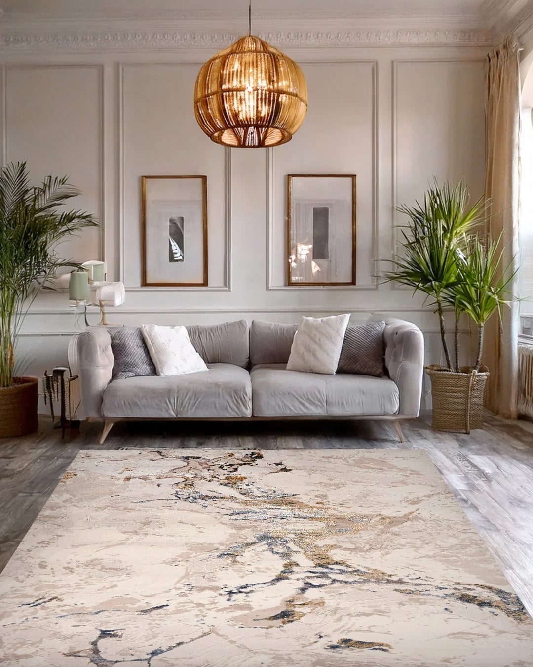 Ruby Beige Marble Gold Vein Rug