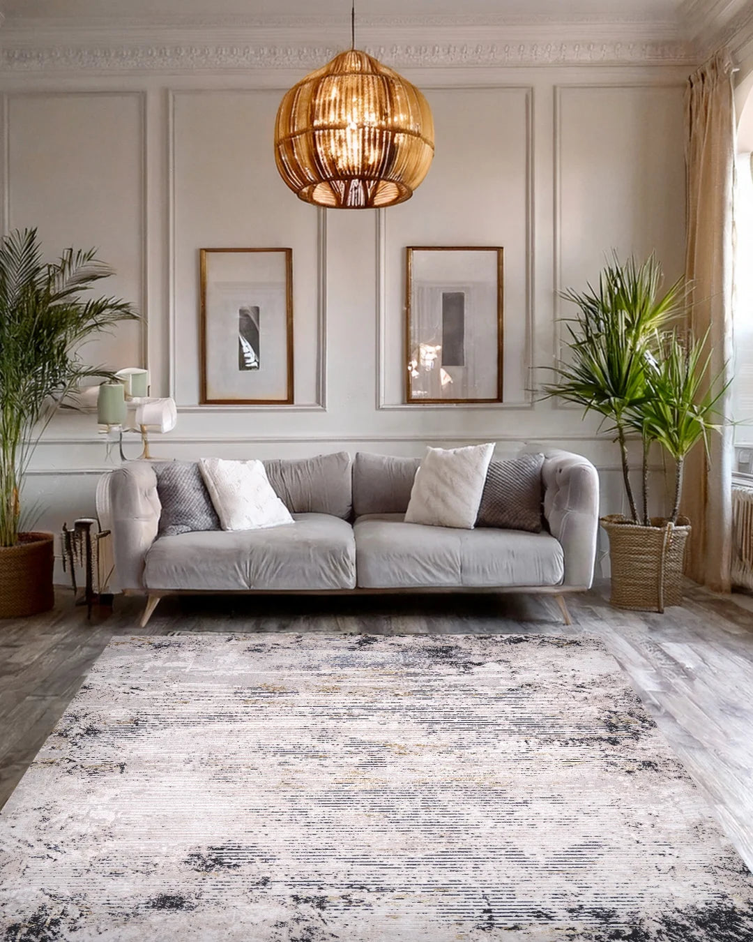 Ruby Weathered Lines Grey Beige Rug