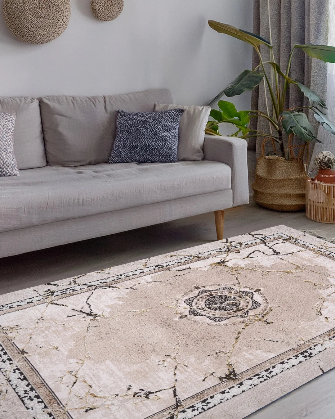 Ruby Marble Vein Medallion Rug