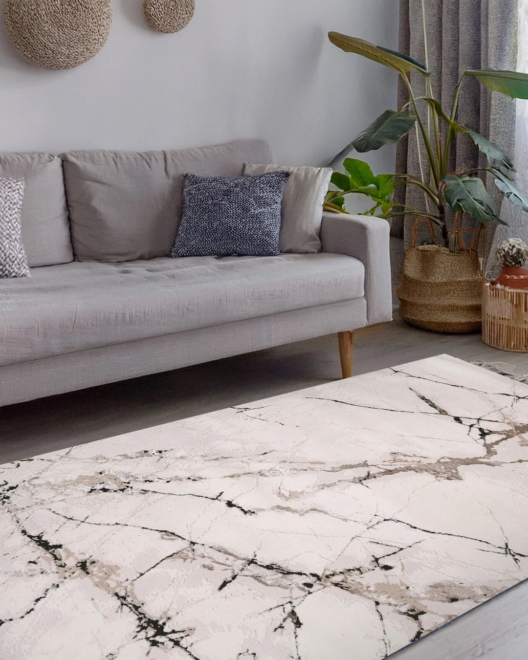 Ruby White Marble Vein Rug