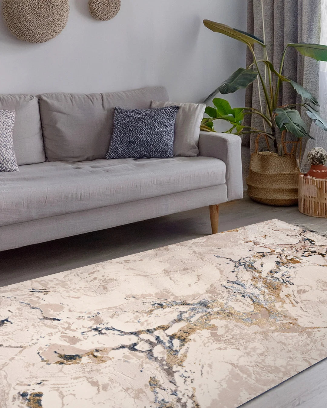 Ruby Beige Marble Gold Vein Rug