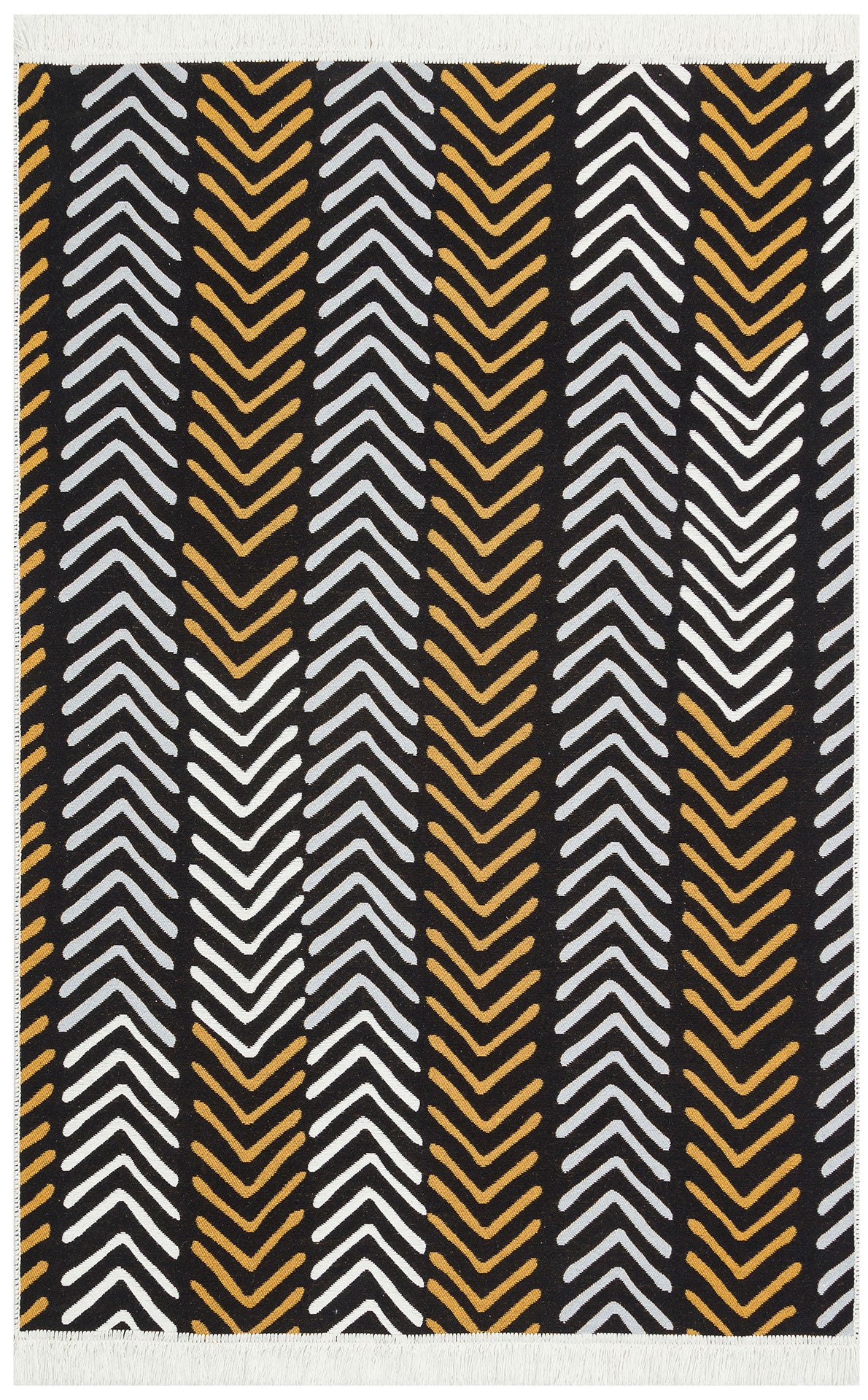 Ivory Aztec Arrow Kilim Rug Cotton Boho Flatweave