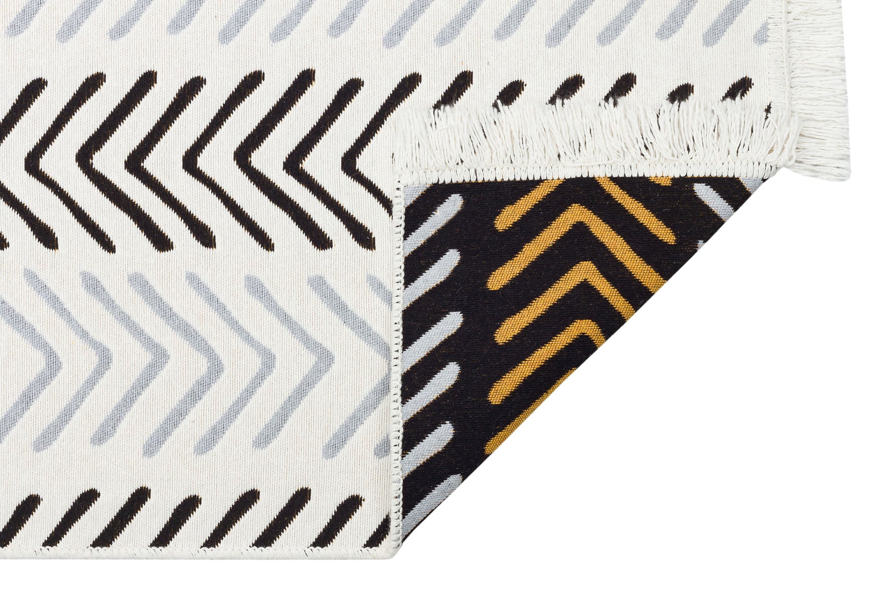 Ivory Aztec Arrow Kilim Rug Cotton Boho Flatweave