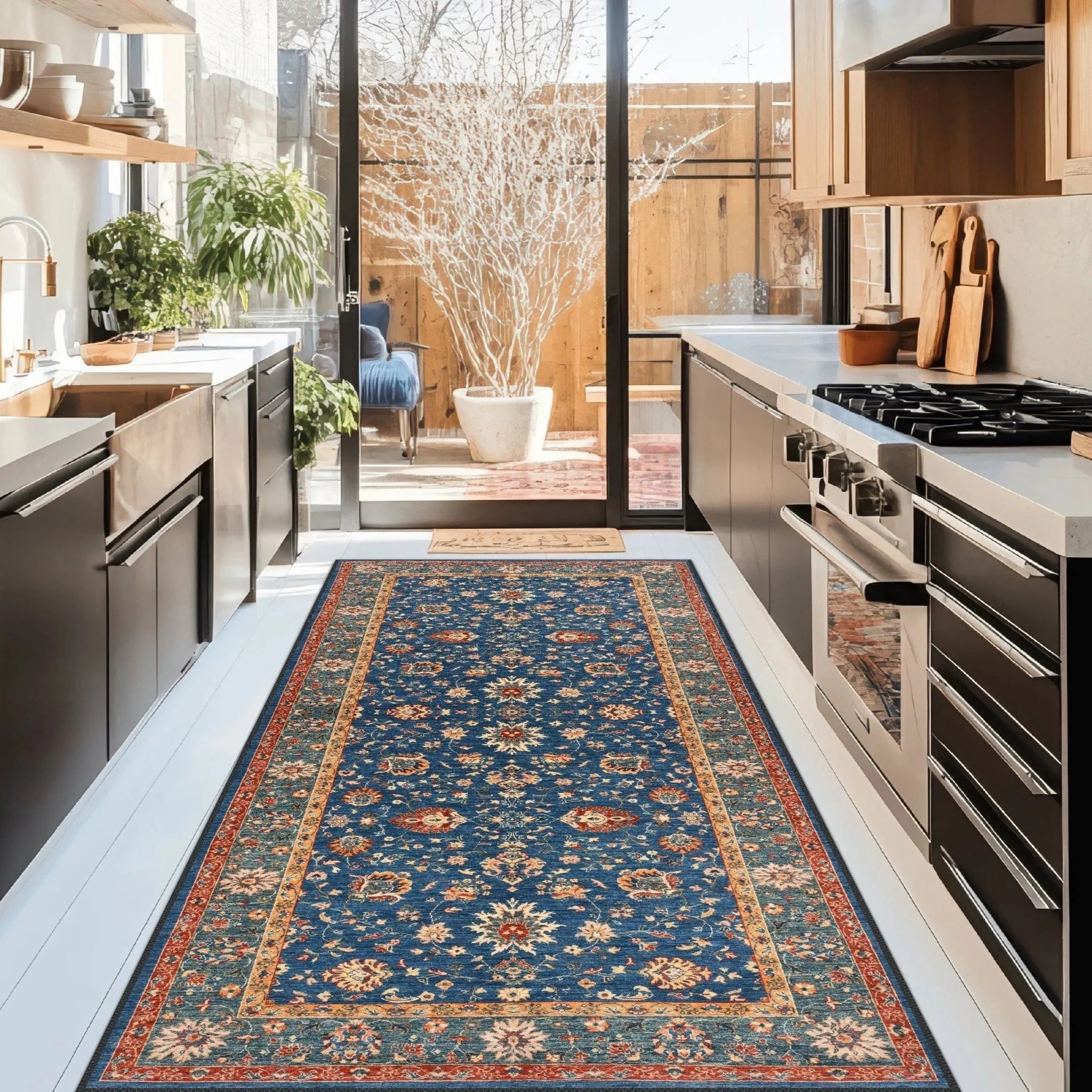 Traditional Blue and Red Rug - Aladdinrugs