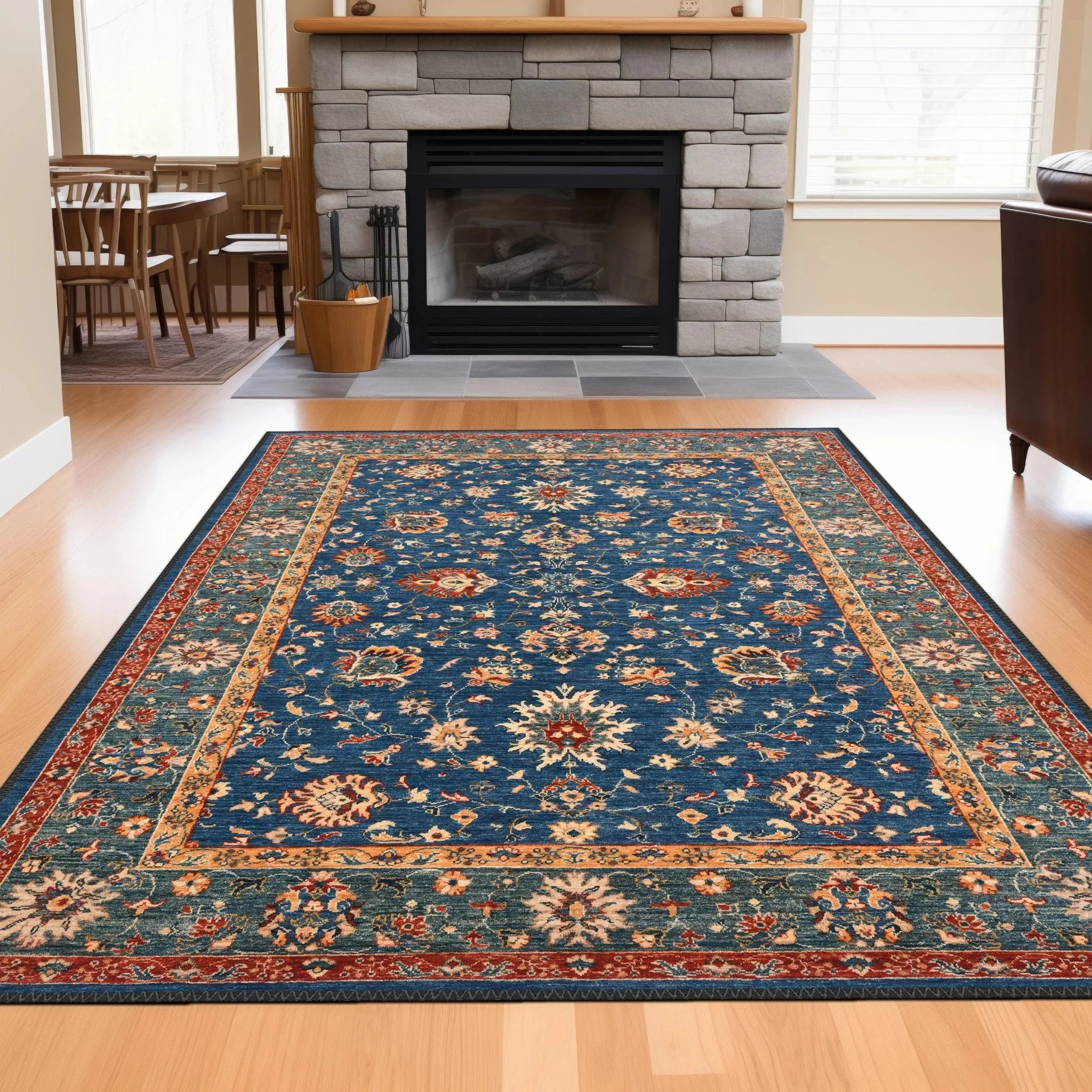 Traditional Blue and Red Rug - Aladdinrugs